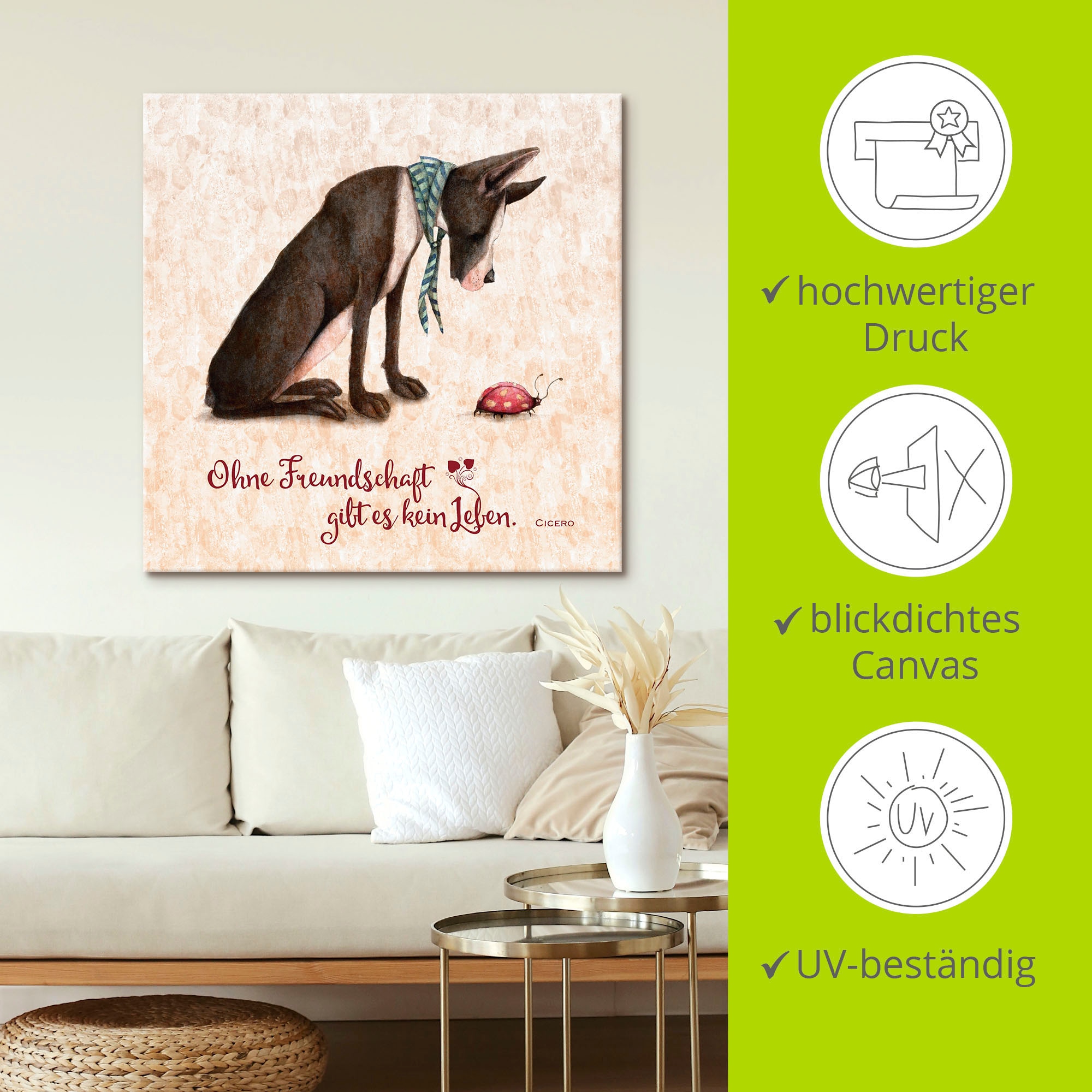 Artland Leinwandbild »Lebensweisheit Freundschaft« Tiere 1 Stk. tlg. als Alubild, Outdoorbild, Leinwandbild, Poster in verschied. Grössen