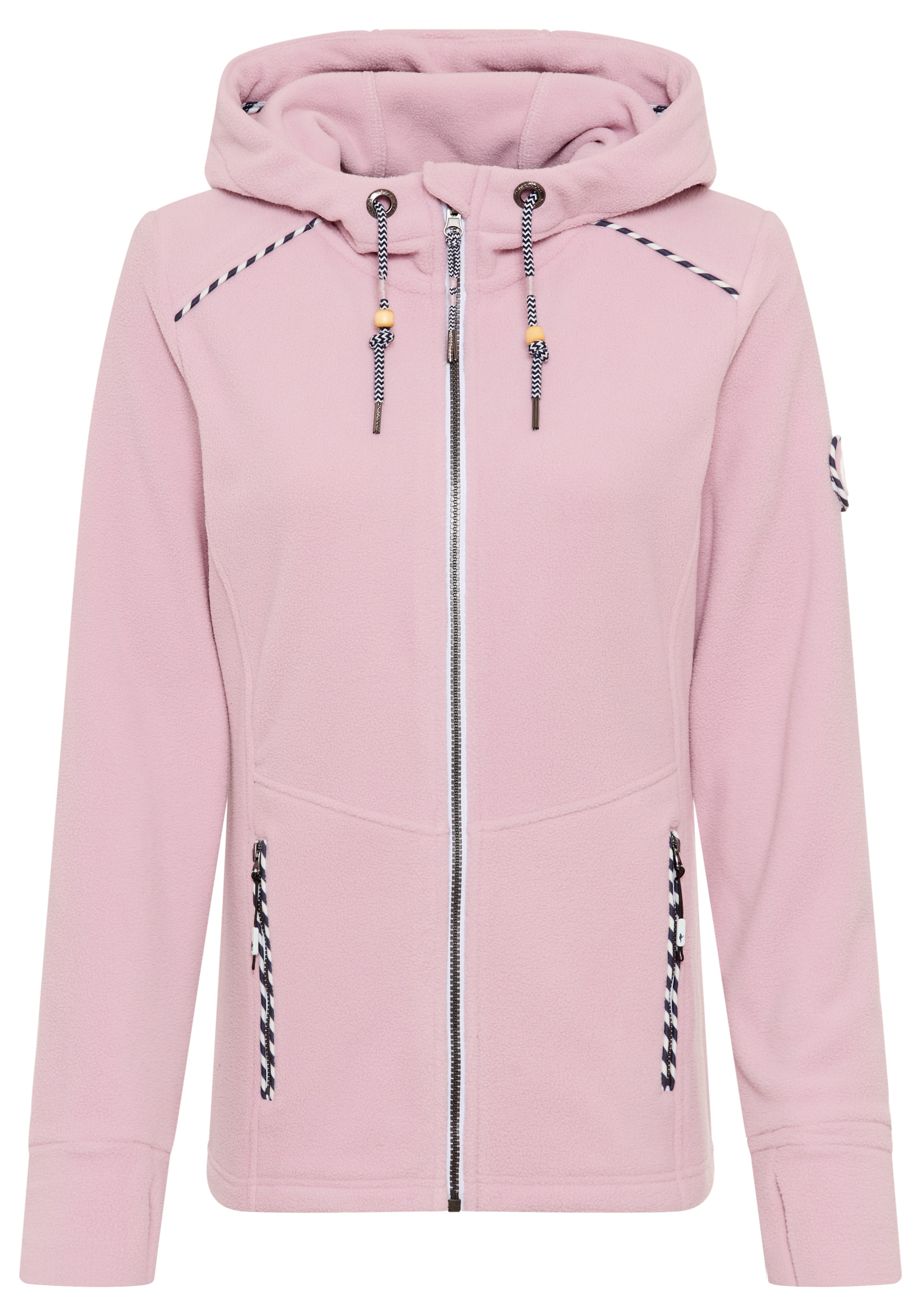 KangaROOS Fleecejacke mit Kapuze figurbetonte Passform,  mit Kapuze und Kordelzug, Übergangsjacke