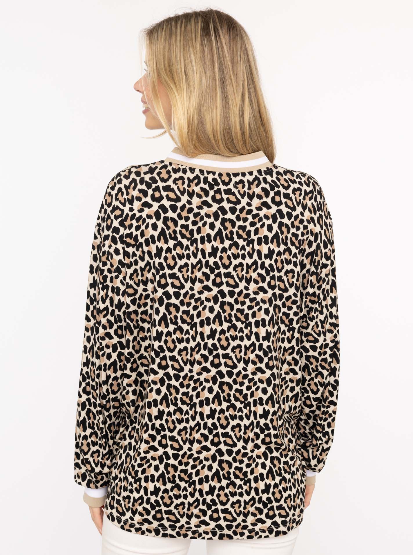 Zwillingsherz Chemisier »"Leo"« V-Neck, Animal Print, sportive Bündchen