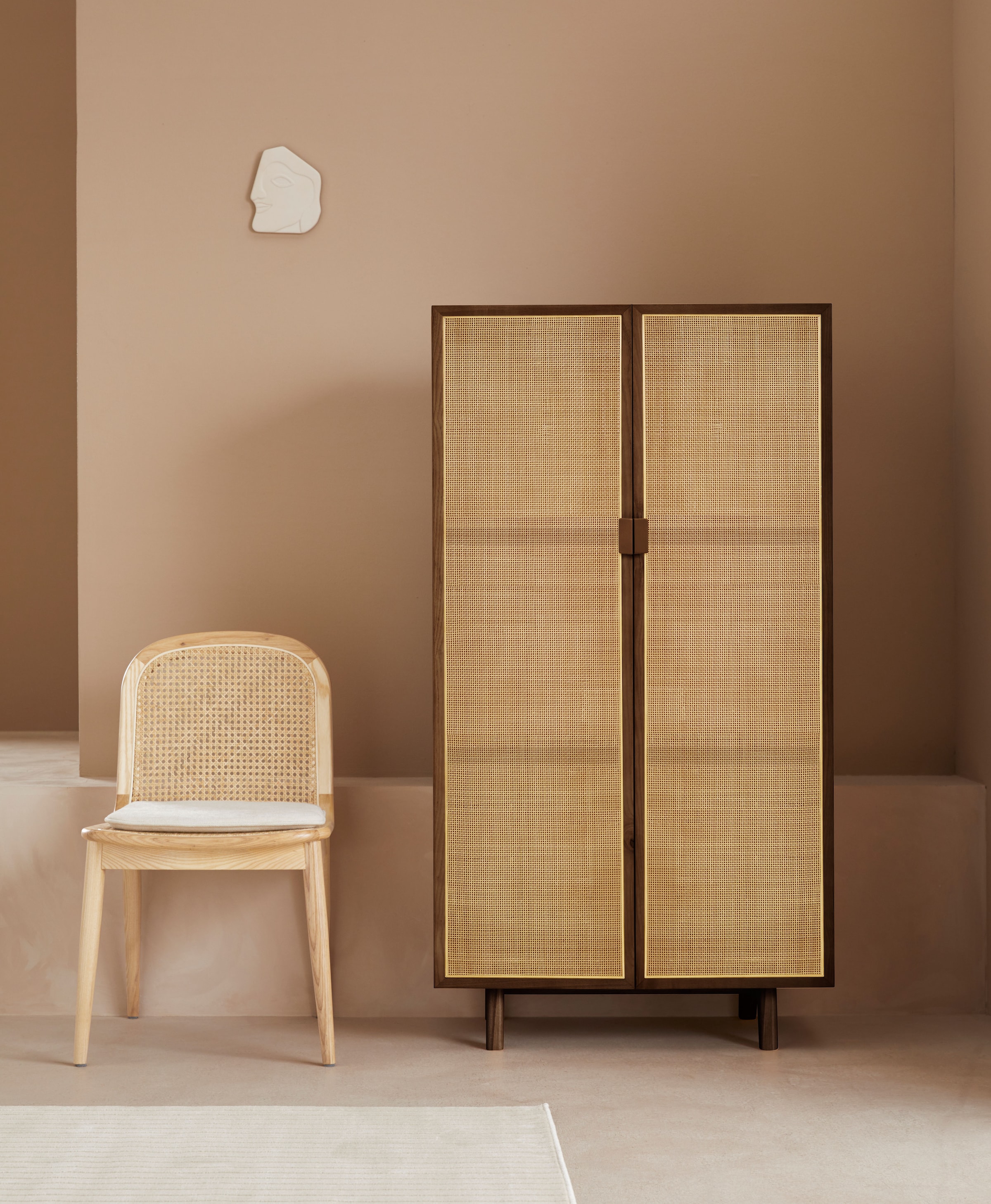 LeGer Home by Lena Gercke Buffet haut »Lina« avec insert en rotin, 3 compartiments intérieurs, partiellement massif