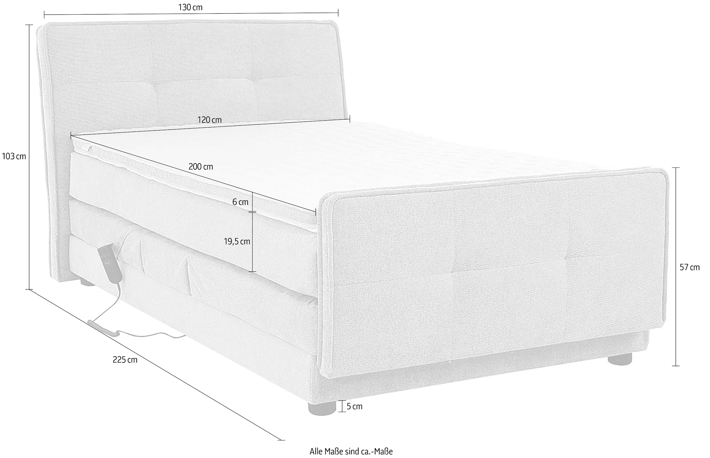 Jockenhöfer Gruppe Lit boxspring »Paloma, Kopf- und Fussteil elektromotorisch verstellbar« KS-Topper, incl. matelas TTFK 7 zones H4