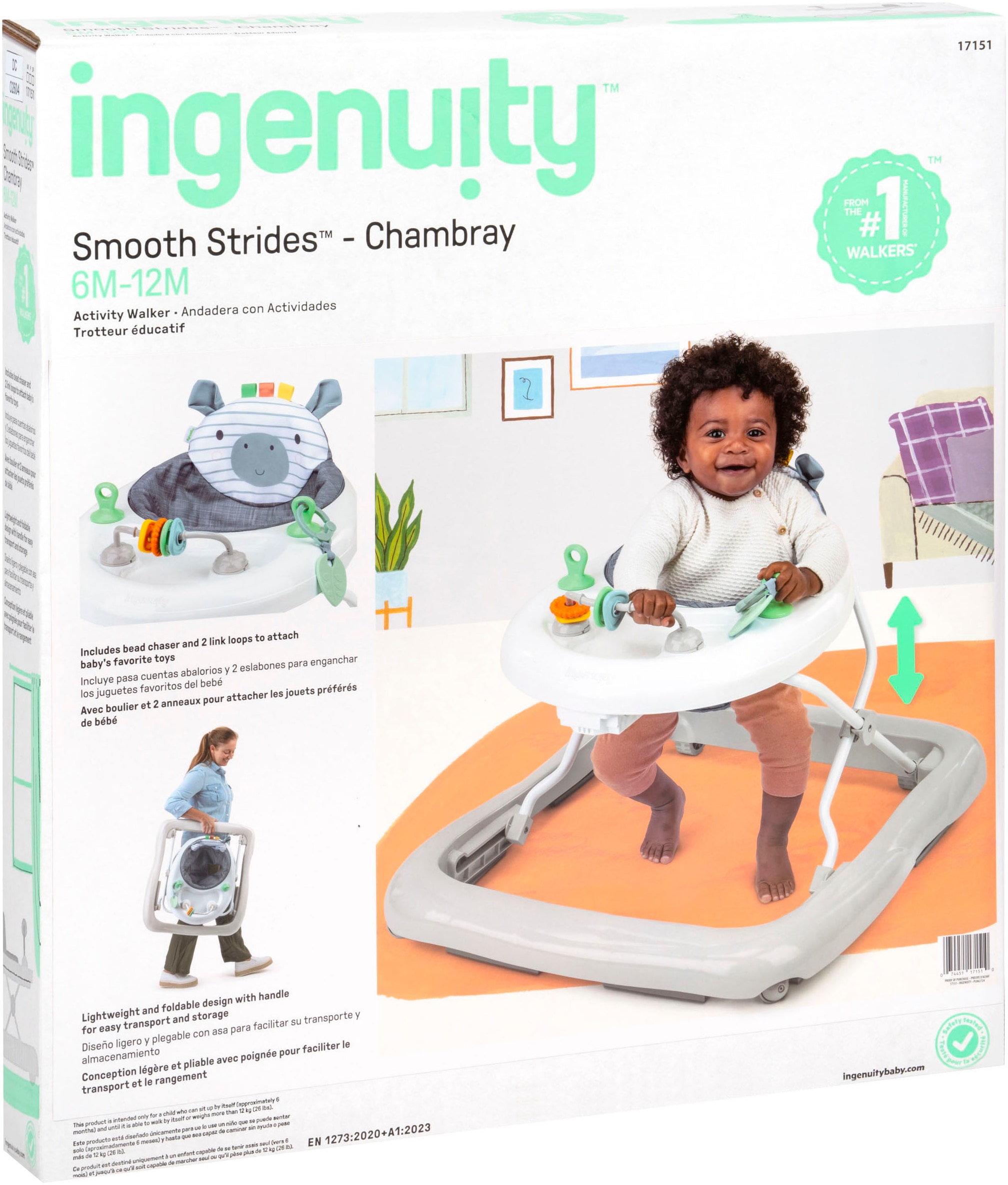 ingenuity Trotteur »Smooth Strides Activity Walker - Chambray«