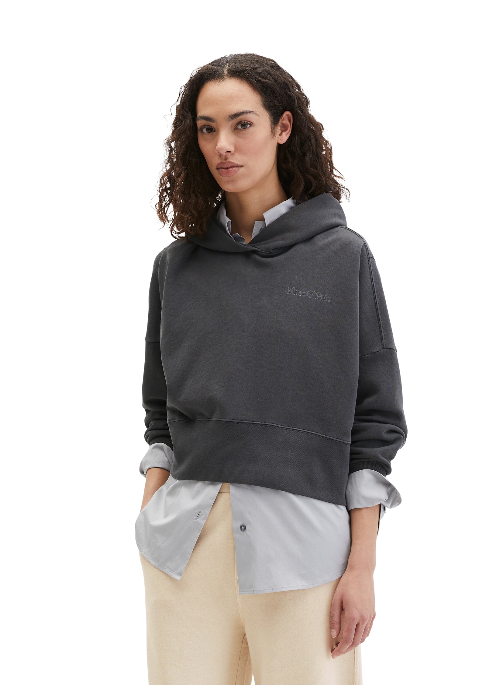 Marc O'Polo Hoodie , relaxed fit mit recycelter Baumwolle, leicht verkürzter Schnitt
