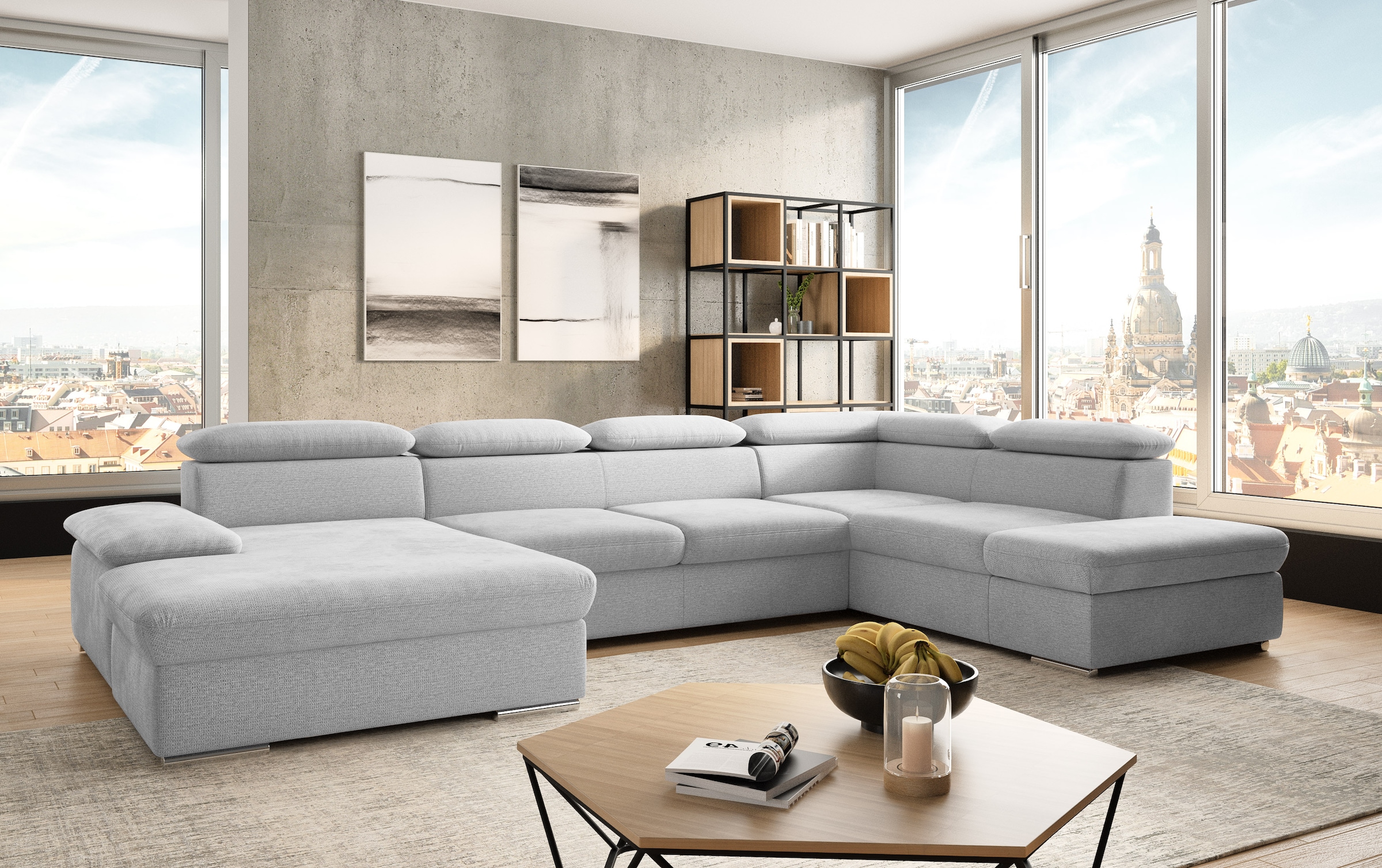 sit&more Paysage de salon »Valantine U-Form, B: 349 cm« mit Arm- & Kopfteilverstellung, optional mit Bettfunktion