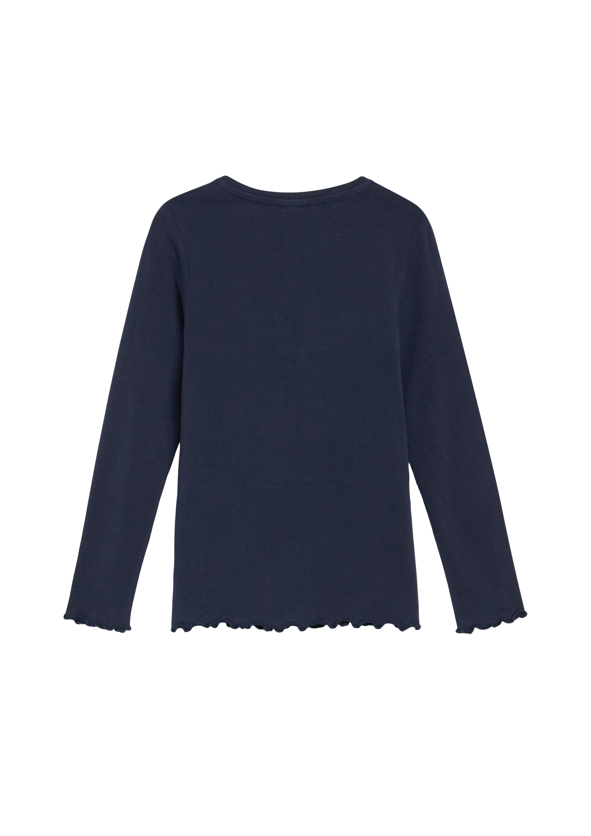 s.Oliver Junior Langarmshirt mit Pailletten-Applikation, gewellter Saum, Baumwolle mit Elasthan