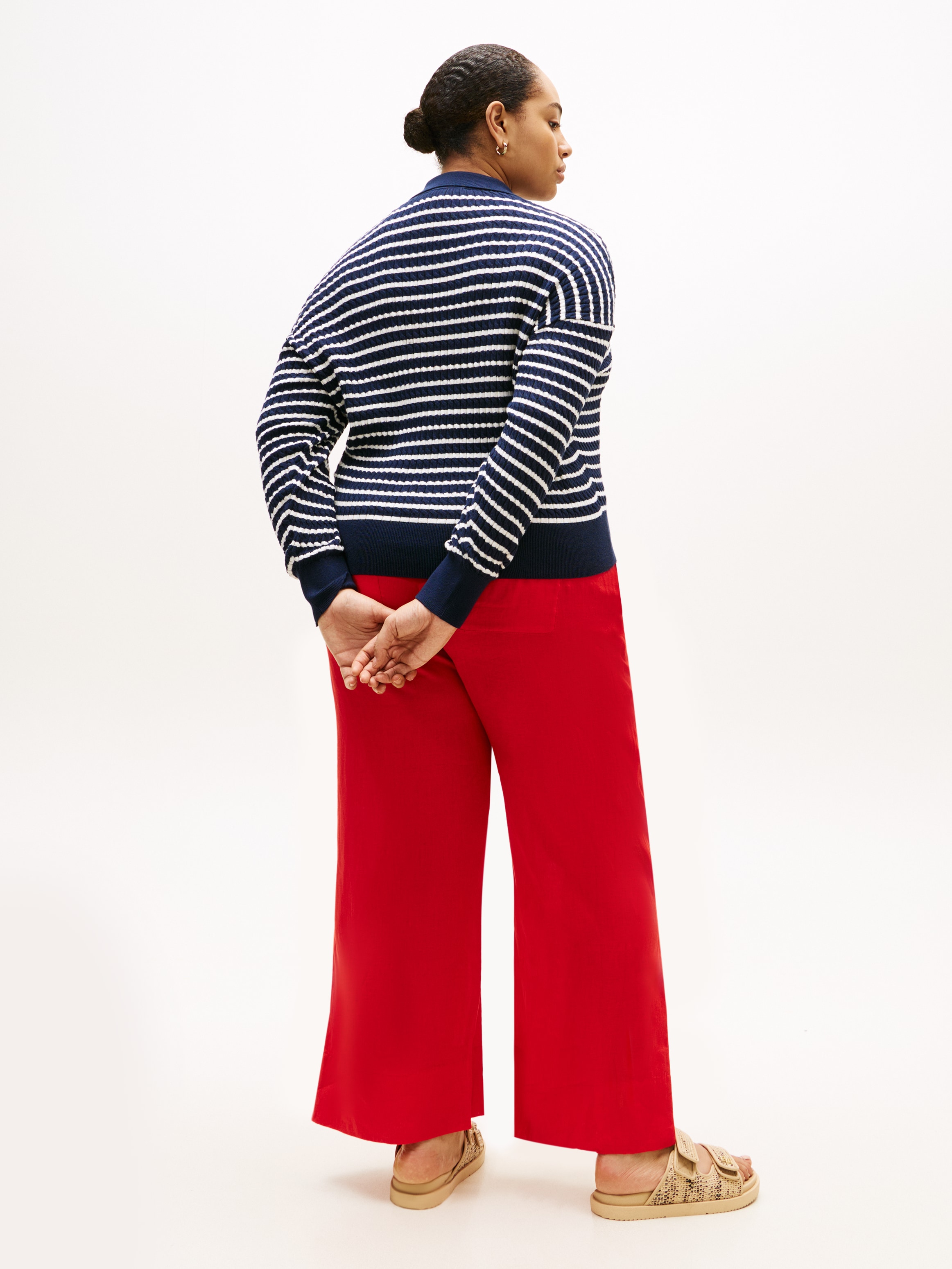 Tommy Hilfiger Curve Polokragenpullover »CRV CO CABLE FINE GG RLX POLO« in grossen Grössen, mit Zopfmuster