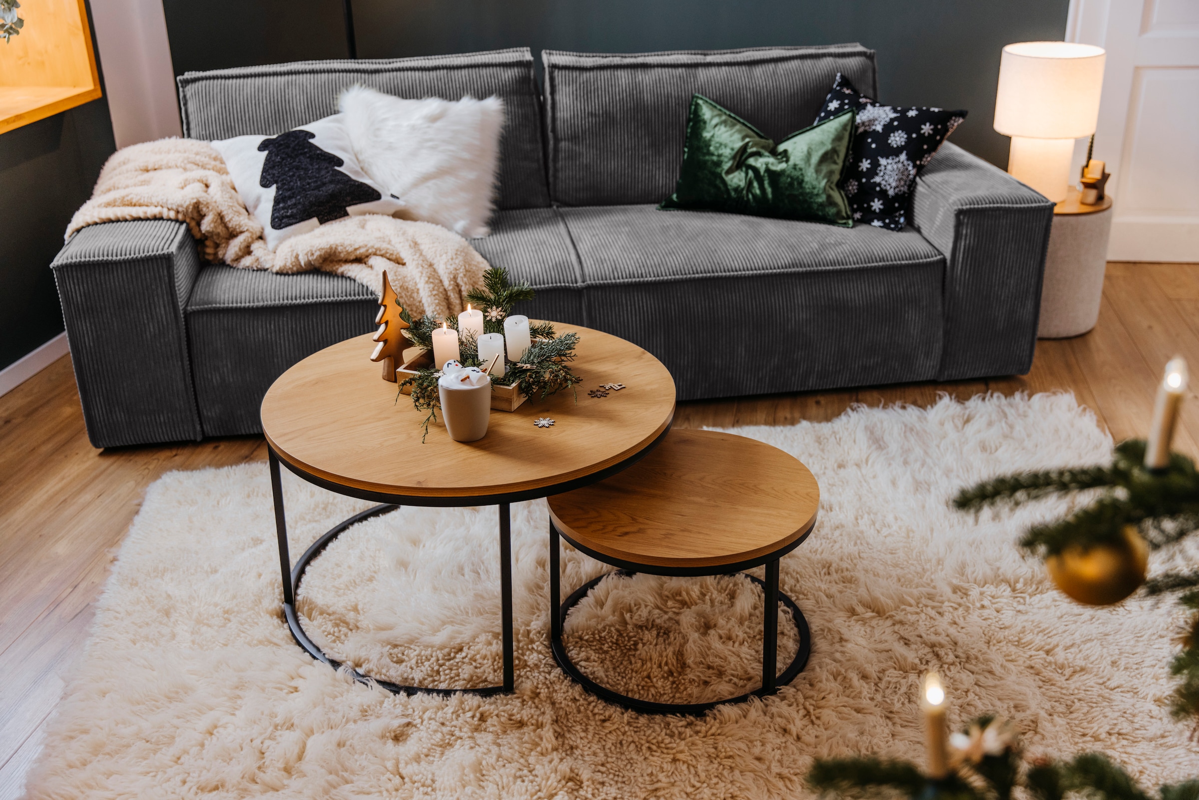 Home affaire 3-places »SHERWOOD Schlafsofa (257cm) Cord, Samtvelours, Vintage-Lederoptik« Schlaffunktion mit Bettkasten (ca. 136/200cm)