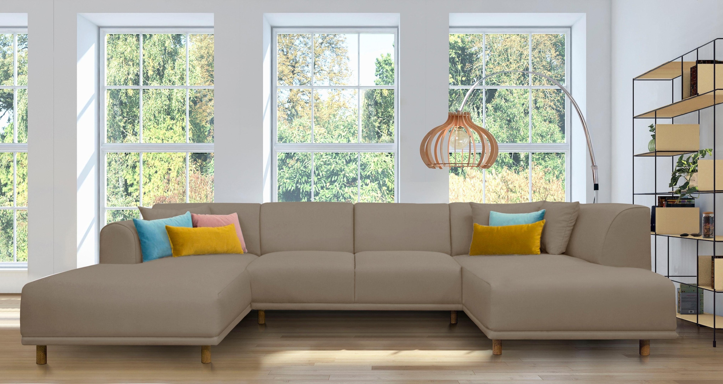 GOODproduct Wohnlandschaft »Maroon U-Form« in skandinavischem Design, mit losen Kissen