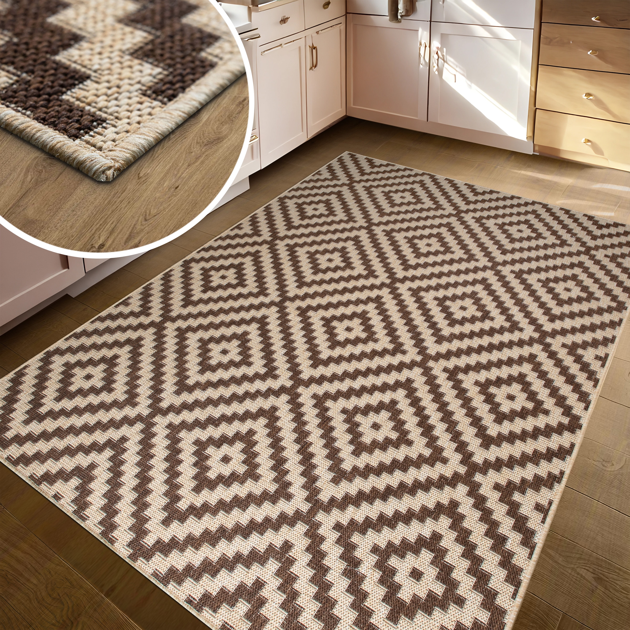 my home Teppich »Cordoba auch als Läufer erhältlich« rechteckig 3 mm Höhe In- und Outdoor geeignet, Sisal-Optik, Wetterfest & UV-beständig, Boho