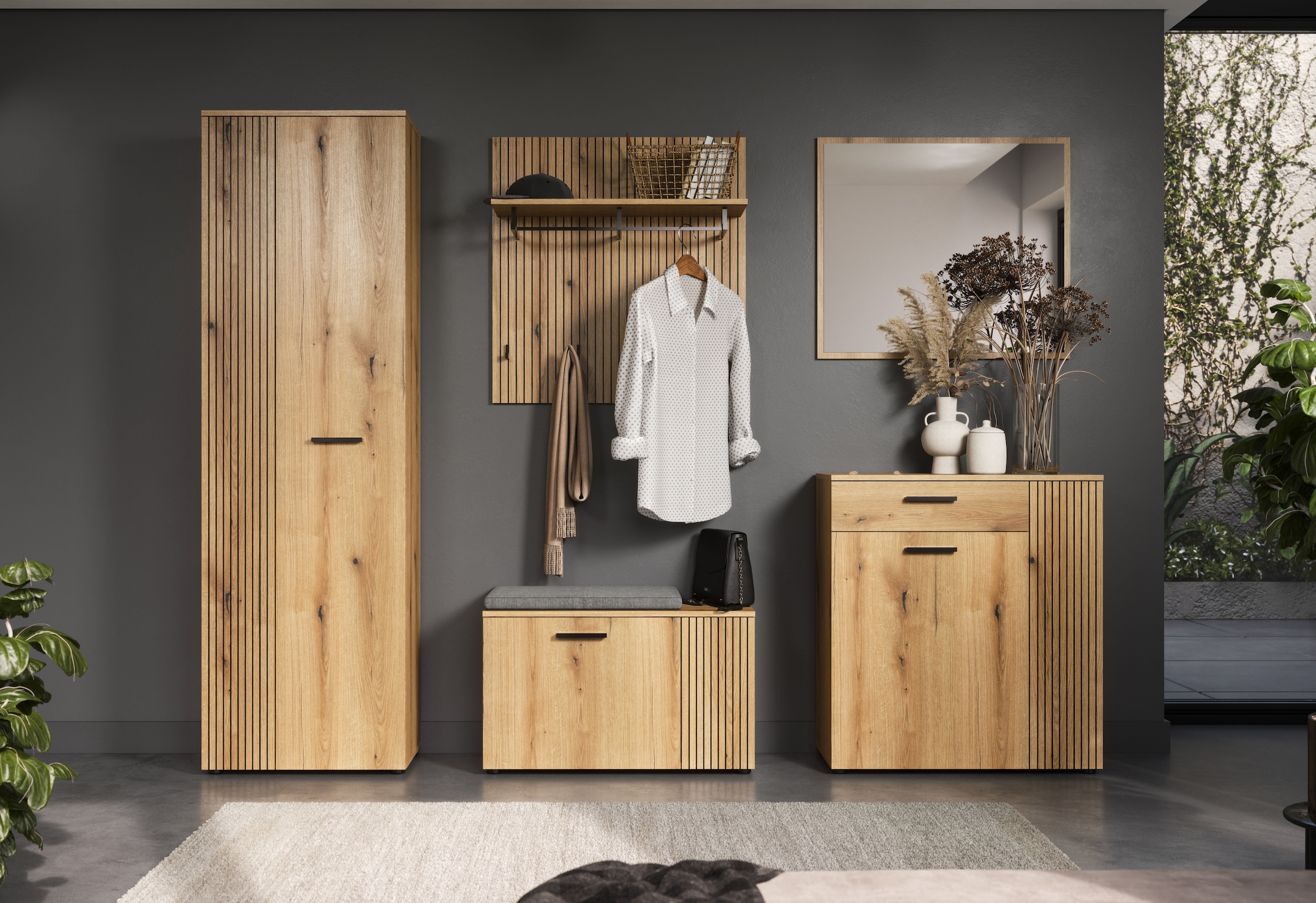 Home affaire Sitzbank »Amrum« 1 Stk. tlg. Schuhbank mit 2 Türen & 2 Einlegeböden - (B/T/H) 80/36/49 cm