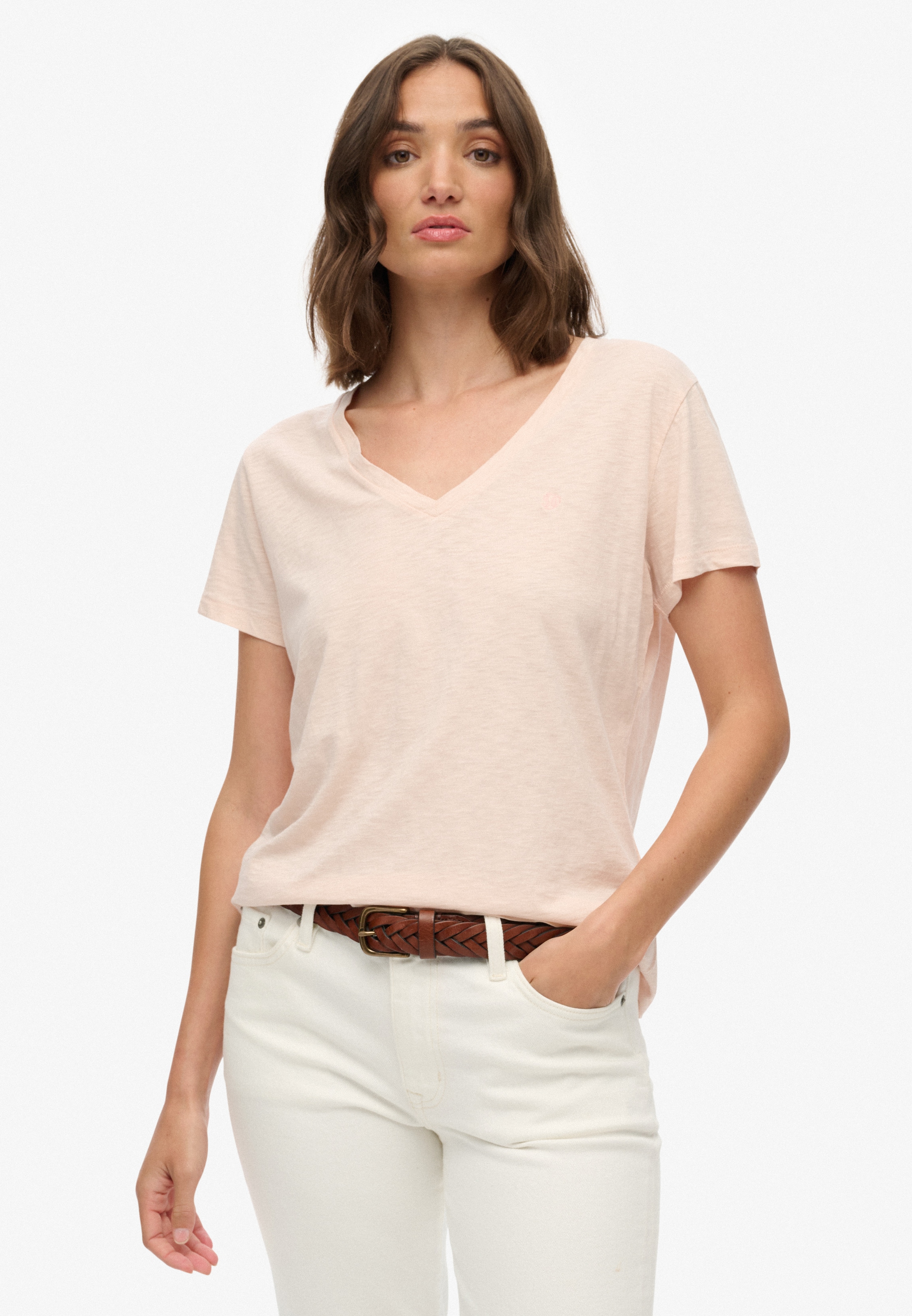 Superdry T-Shirt »STUDIOS SLUB EMB VEE TEE«