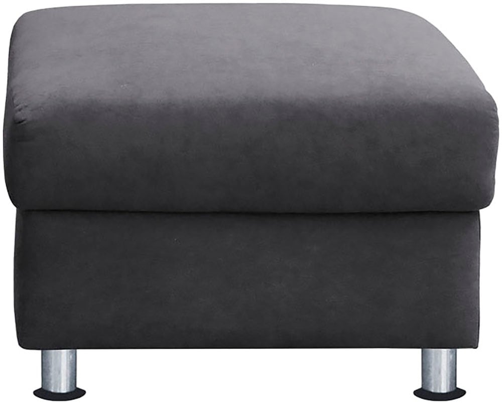 TRENDMANUFAKTUR Tabouret »Rondo, Polsterhocker zur Serie, Breite 67 cm, Füsse chromfarben« Pouf au choix avec ressort à noyau, disponible en différentes housses