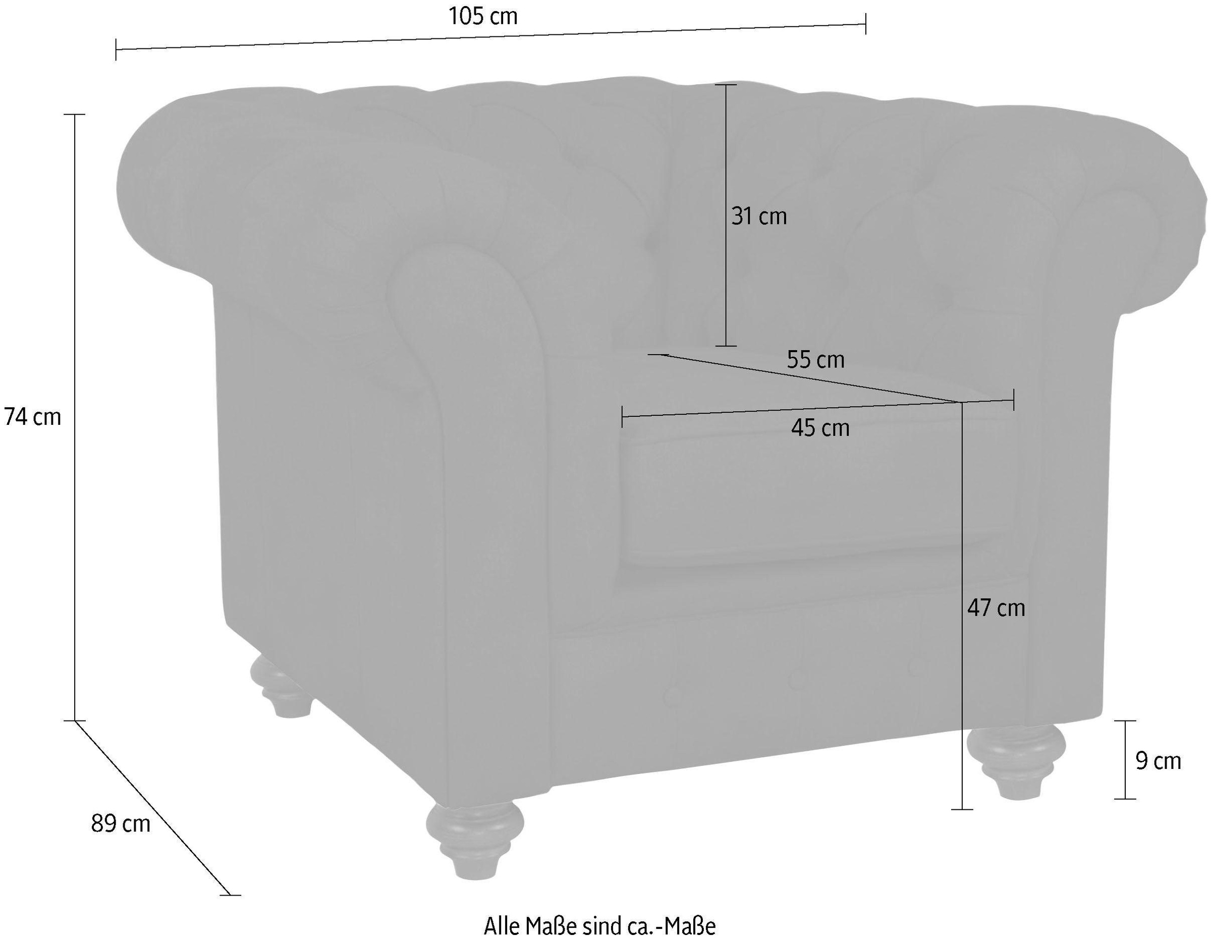 Home affaire Sessel »Duc Chesterfield« hochwertige Knopfheftung im Rücken, Samtoptik mit changierender Optik