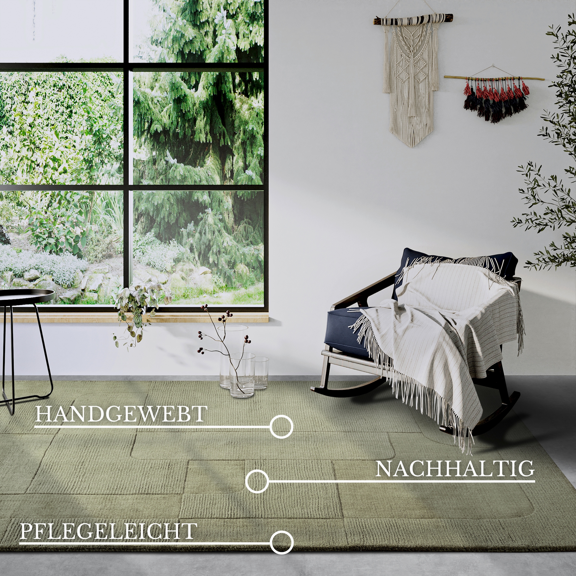 Villeroy & Boch Wollteppich »Charlotte« rechteckig 10 mm Höhe Läufer, Handgewebt, Wolle, Natur, Läufer, Wohnzimmer, Geometrie