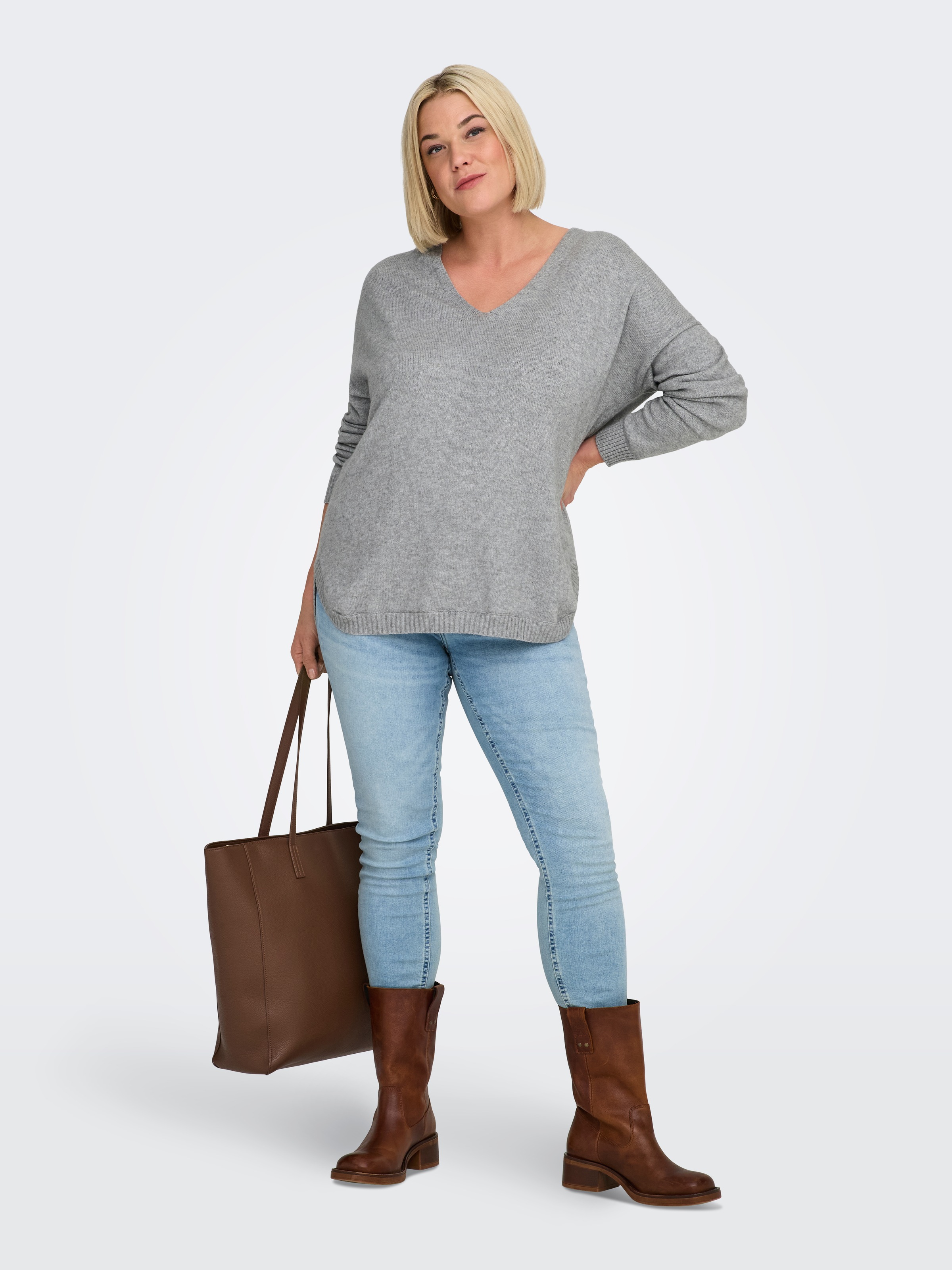 ONLY CARMAKOMA Pull col V »CARMARGARETA LS PULLOVER KNT NOOS« Viskosemischung, regular fit