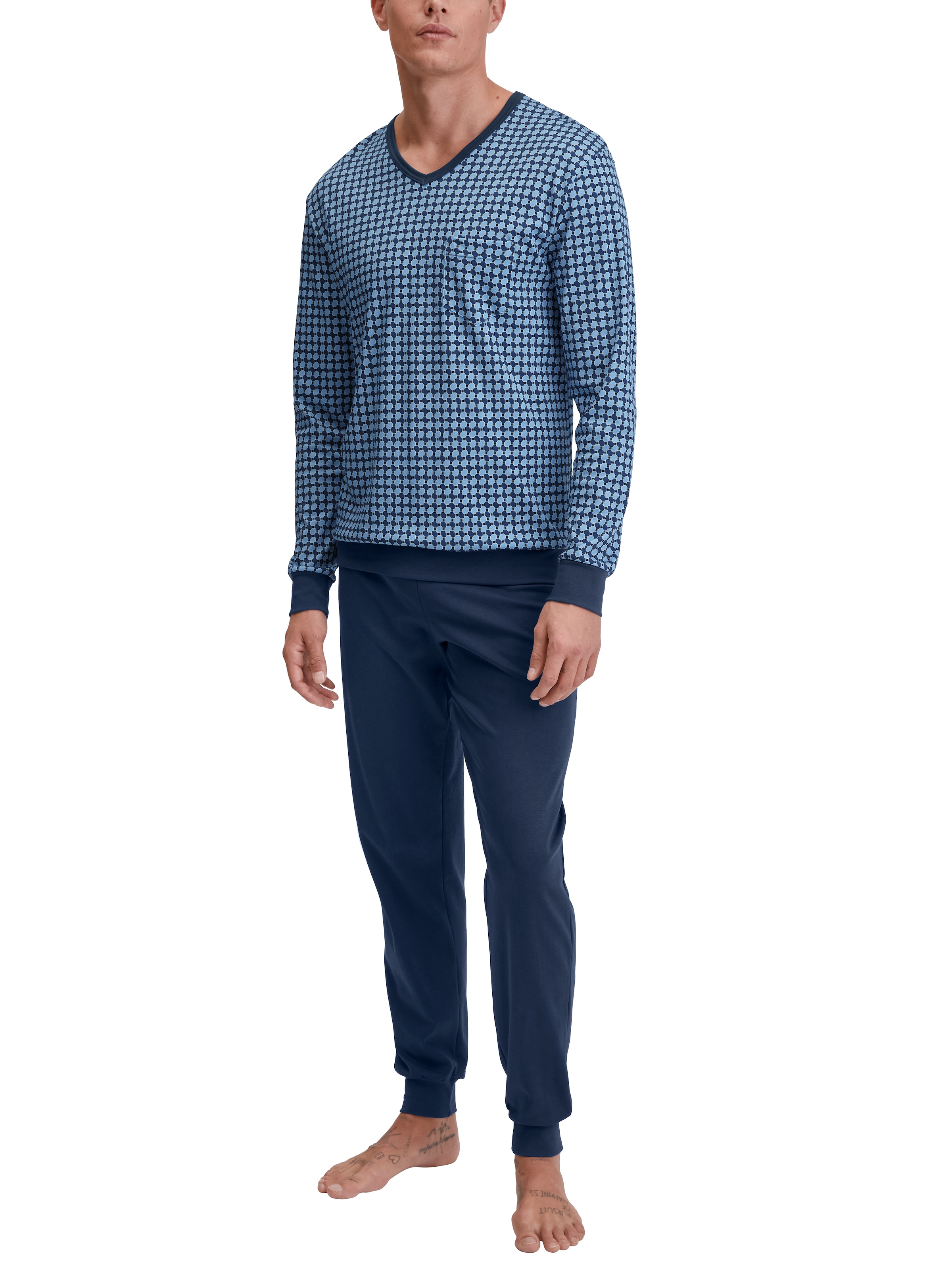 CALIDA Pyjama »Relax Streamline 5« 2 pièces V-Ausschnitt, mit langen Ärmeln, Interlock-Qualität