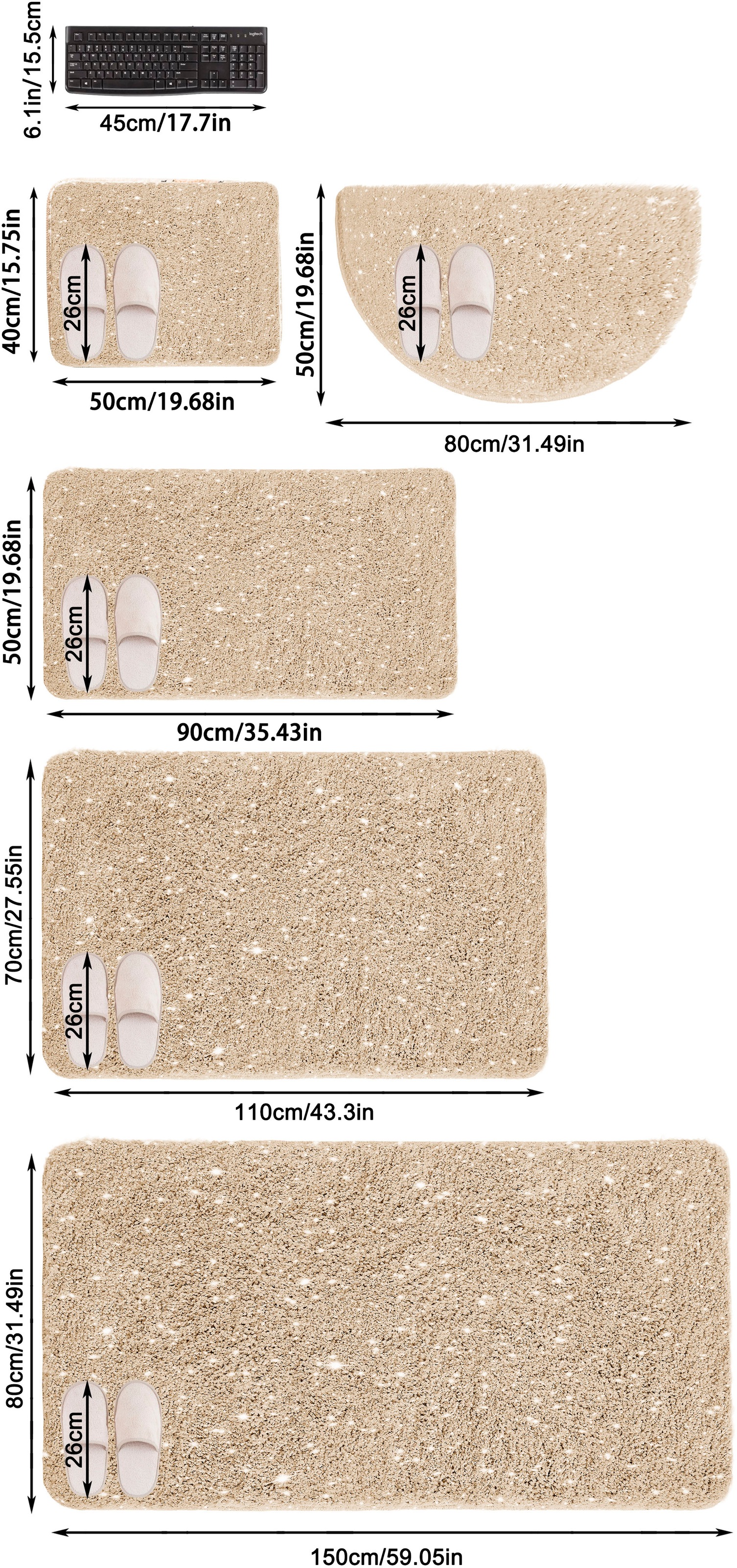 my home Tapis de bain »Glitzer, Badvorleger, Badezimmer Teppich« Höhe 30 mm Badteppich, Akzente durch Glitzer-Garn