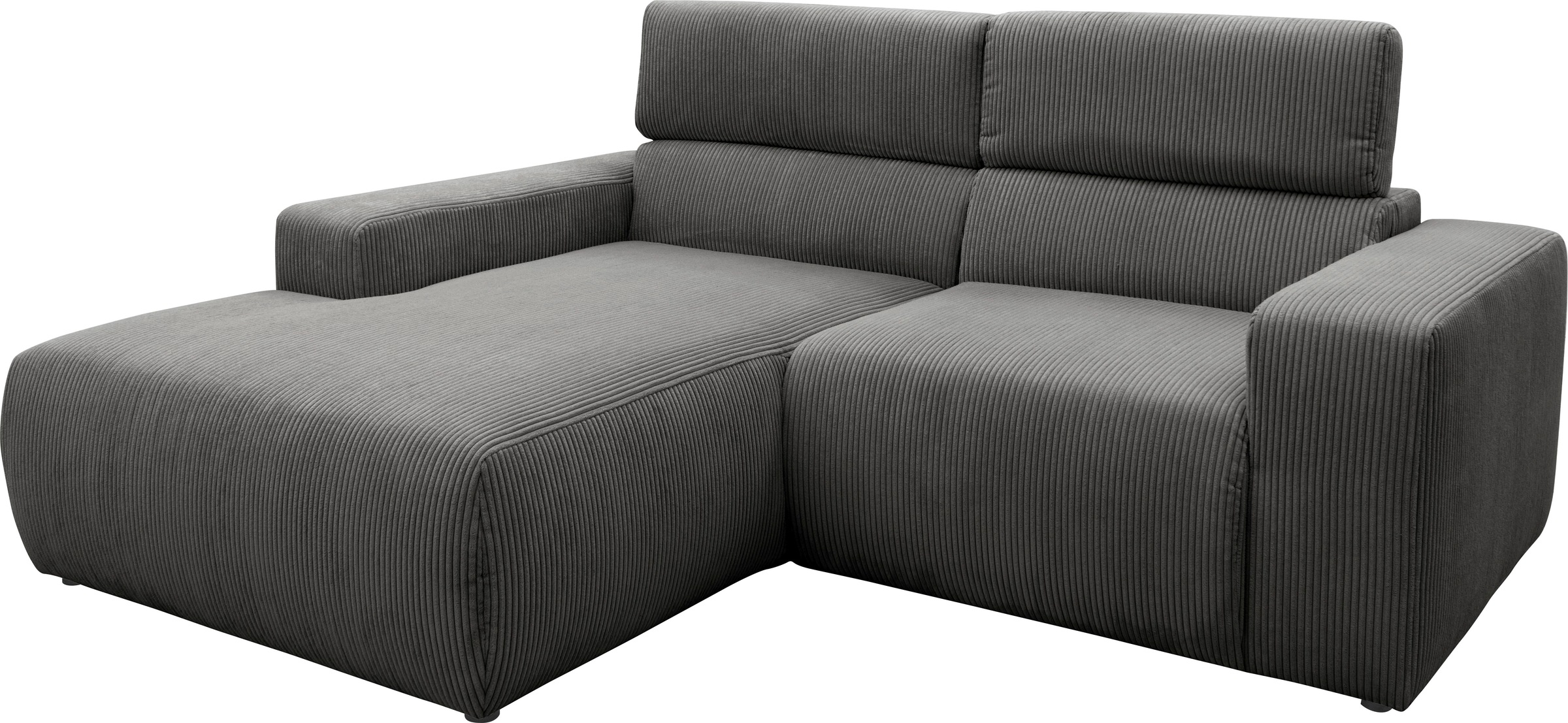 DOMO collection Ecksofa »BRANDON inkl. Kopfteilverstellung,  214x100x80 cm, L-Form« Cord, grau