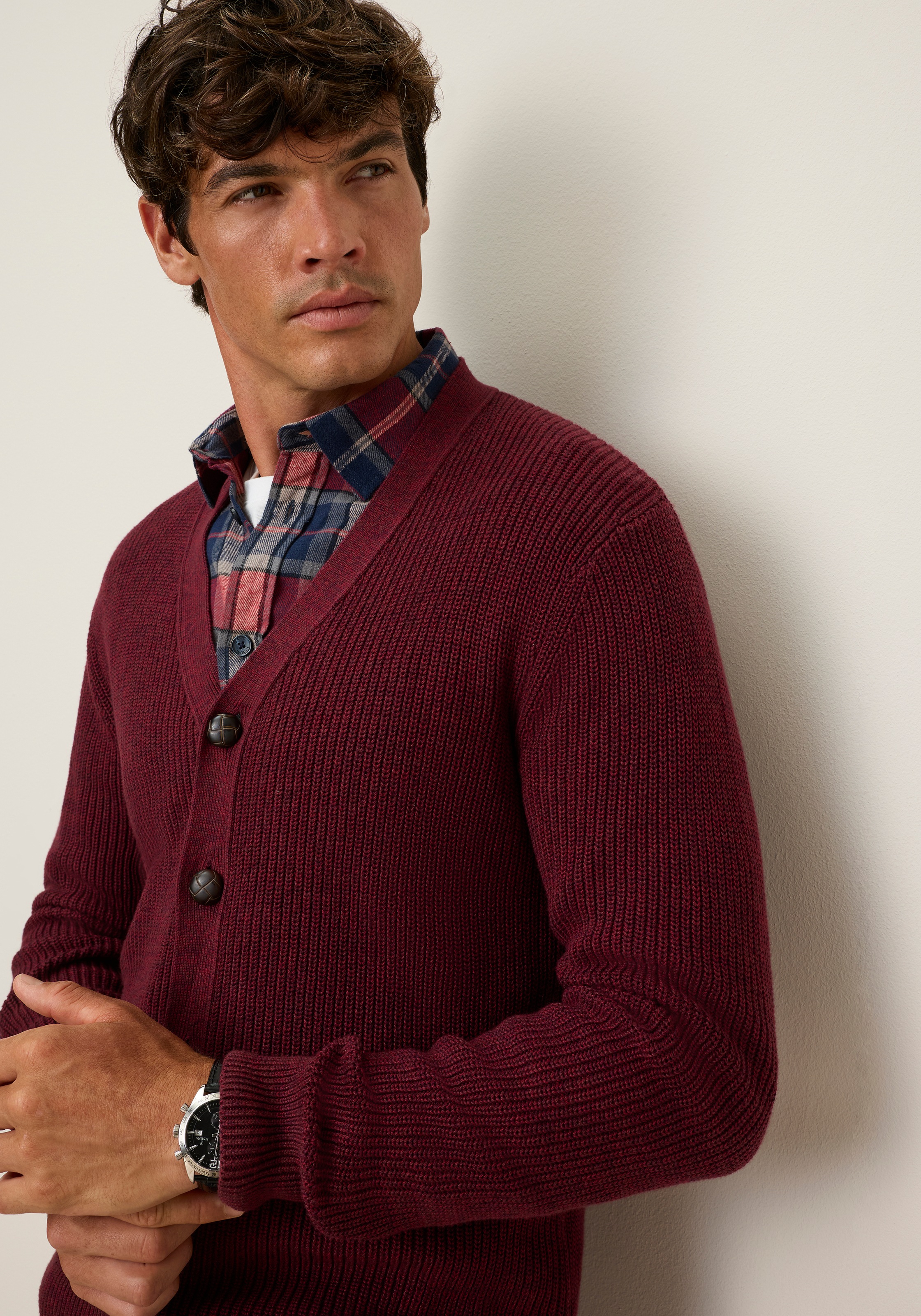 Man's World Veste en tricot »Neue Kollektion! Highlight Rippenqualität« coupe régulière, aspect chiné, avec patte de boutonnage, manches longues