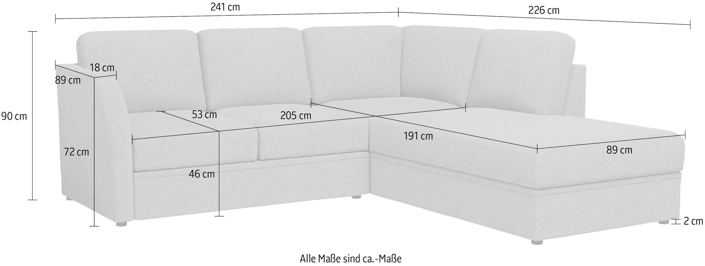Home affaire Ecksofa »Lavars, L-Form, Schlafsofa« mit Bettfunktion und Stauraum, in zwei verschiedenen Bezugsqualitäten