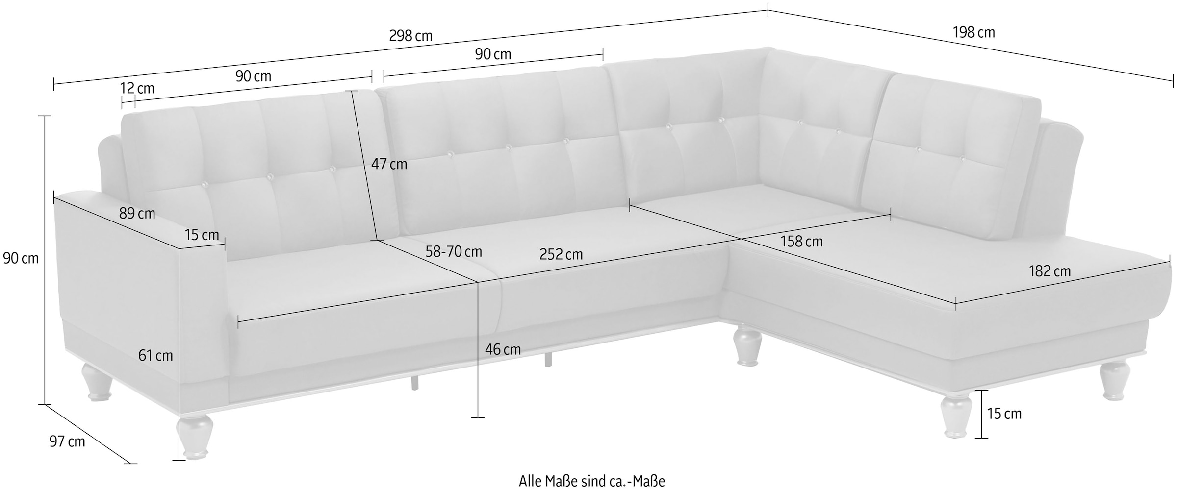 sit&more Ecksofa »Orient 5 L-Form« mit Strass-Stein, wahlweise mit Bettfunktion und Bettkasten