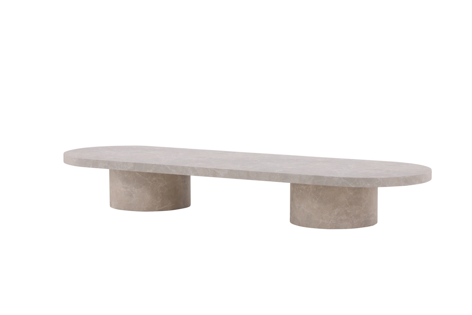 Venture Home Table basse »Narvik, ovaler Couchtisch 190 × 60 cm mit Sinterstein-Tischplatte« Sofatisch, MDF, 3D-Papier, sehr niedrig, rundliche Form, geräumig