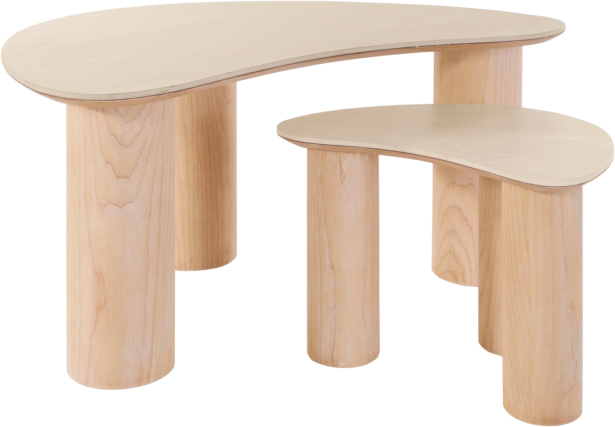 homsy by Ana Johnson Table basse »Laysy« Set, 2 cuis tlg. mit einer Keramikplatte und massiven Eschenholzbeinen
