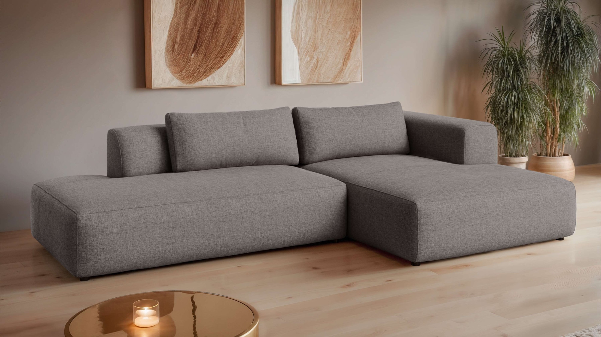GOODproduct Canapé d'angle »TIARRA Design-Sofa mit Ottomane recht/links bestellbar, Breite 287 cm« L-Form mit hochelastischer Schaum und Wellenunterfederung