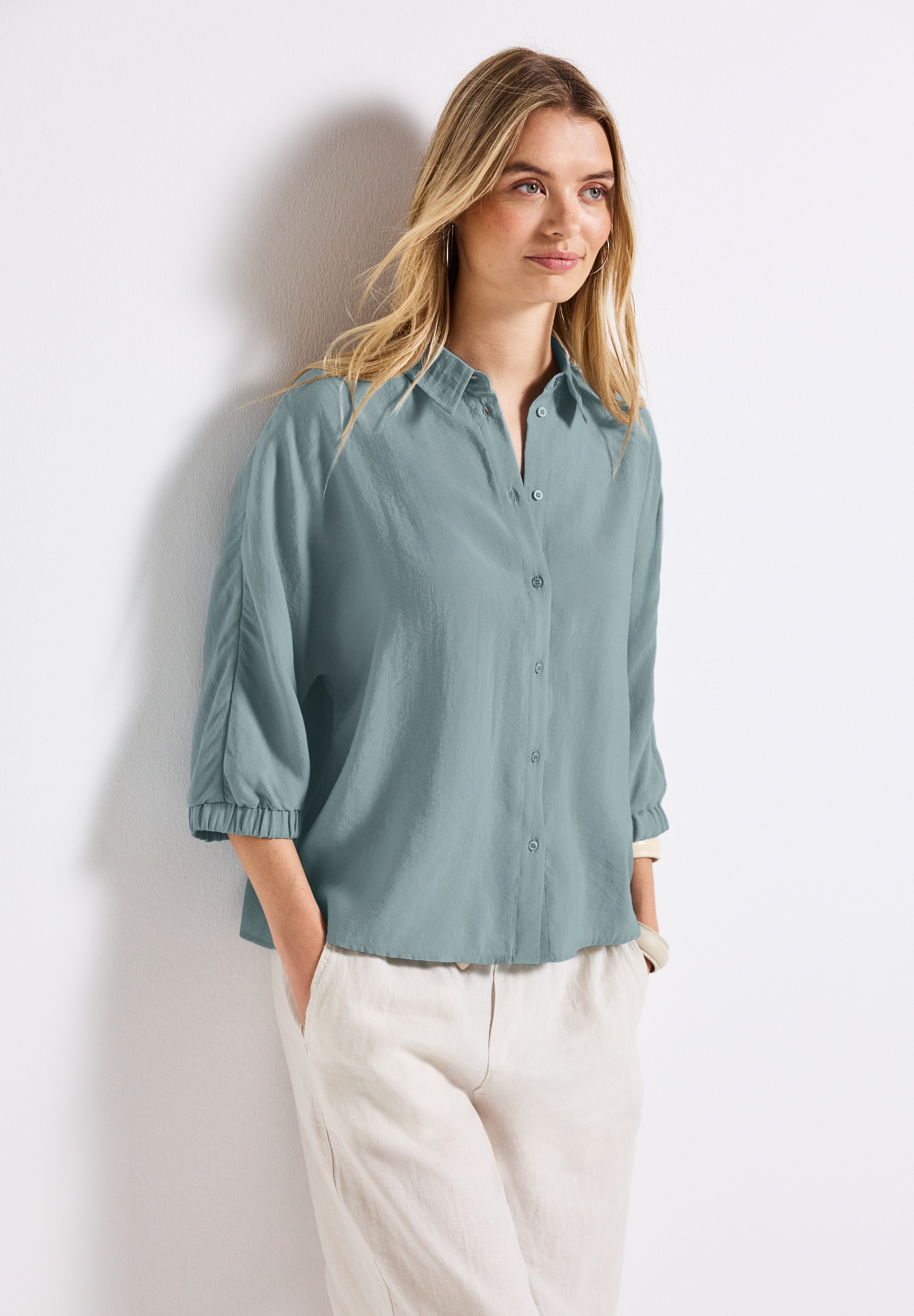 STREET ONE Blouse chemise , Kurzarm mit elastischen Bündchen
