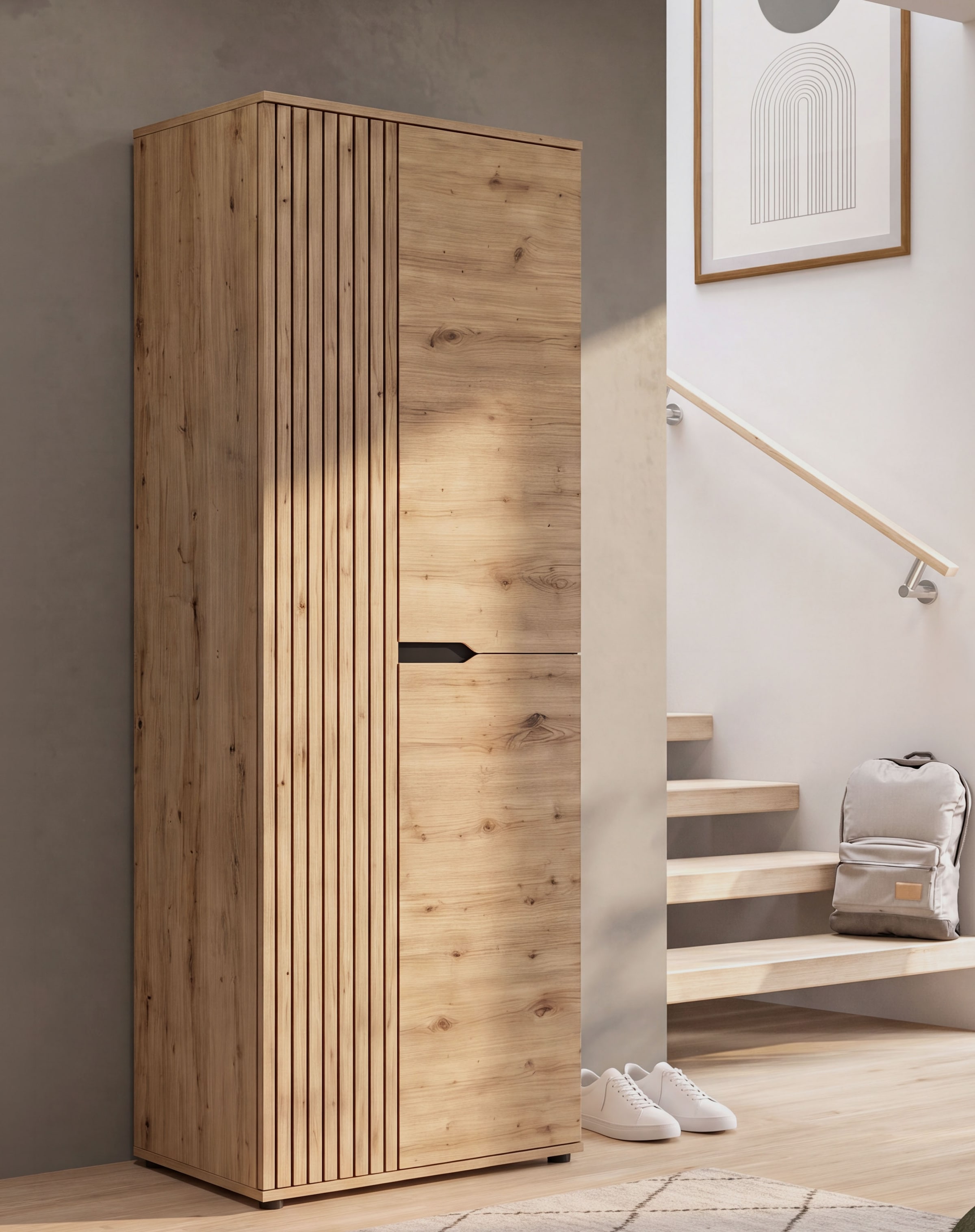 GOODproduct Garderobenschrank »FJELL, Breite 65cm, 2 Türen, 4 Einlegeböden, 6 Fächer, 1 Kleiderstange« Kleiderschrank, Schrank, Dielenschrank, Flurschrank, Mehrzweckschrank