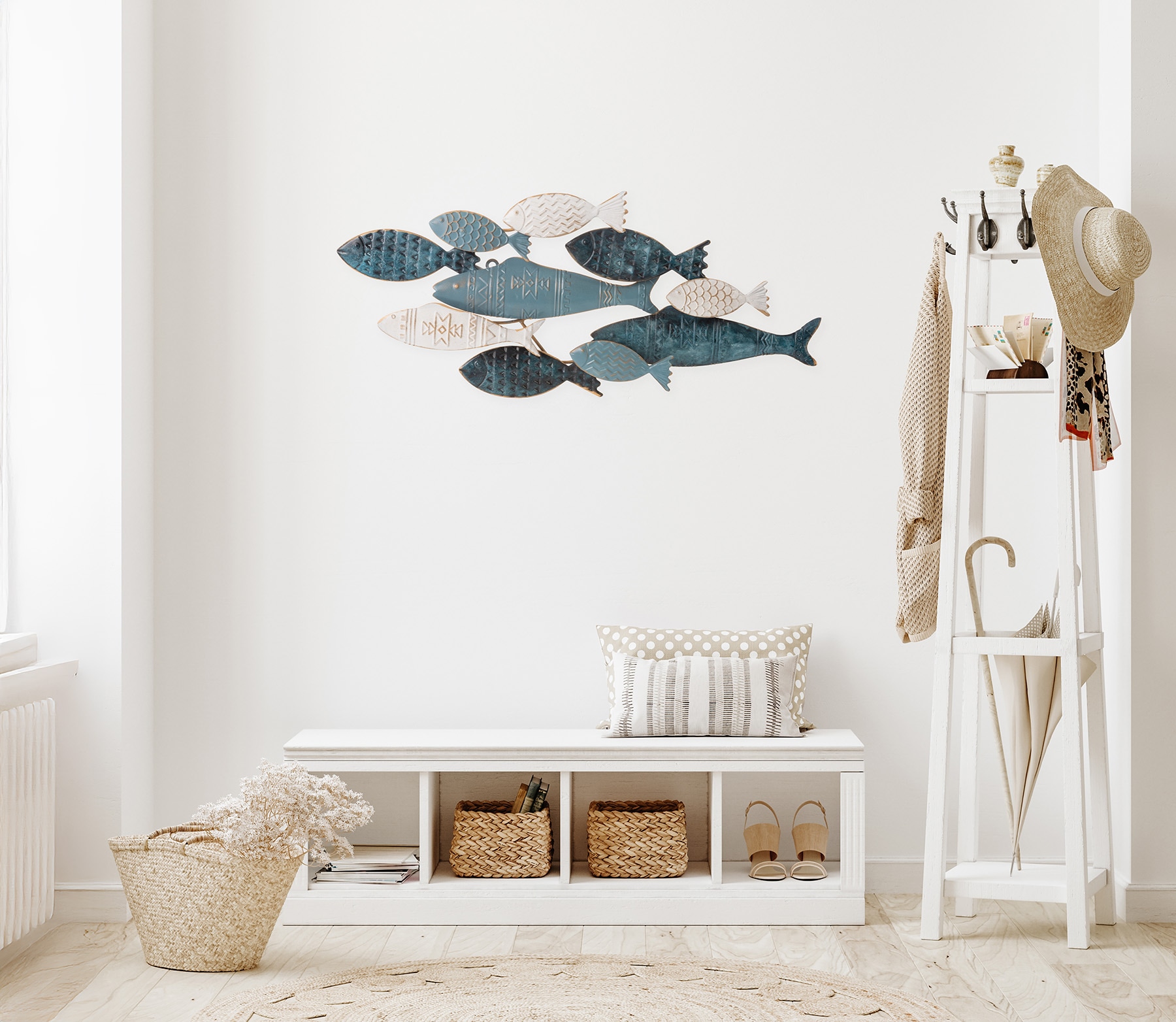 Bönninghoff Tableau métallique »ABSTRAKT – FISCHE BLAU 70x30 cm – Deko modern« Animaux aquatiques | Poisson | Poisson et fruits de mer Décoration murale