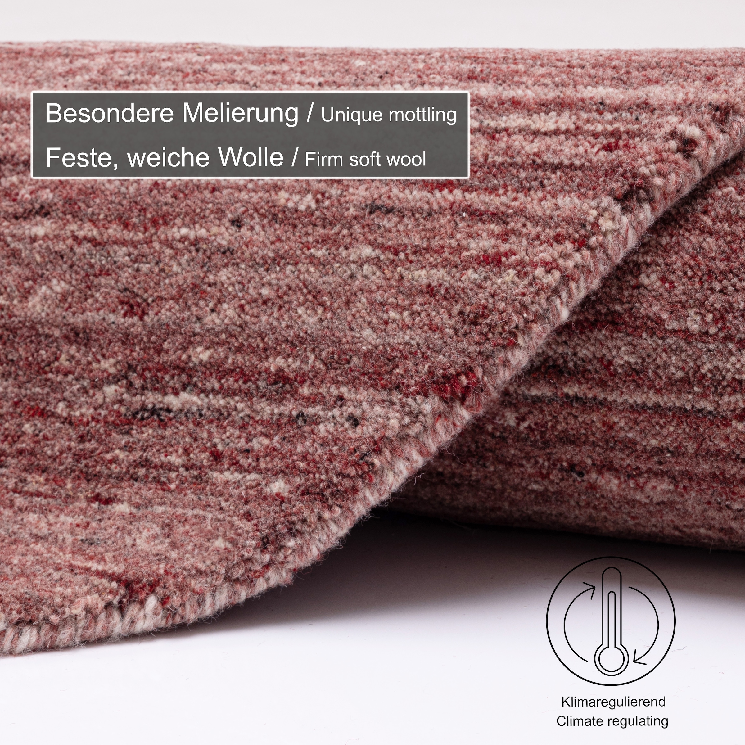 THEKO Wollteppich »Pure UNI« rund 14 mm Höhe Handwebteppich, meliert, reine Wolle, handgewebt