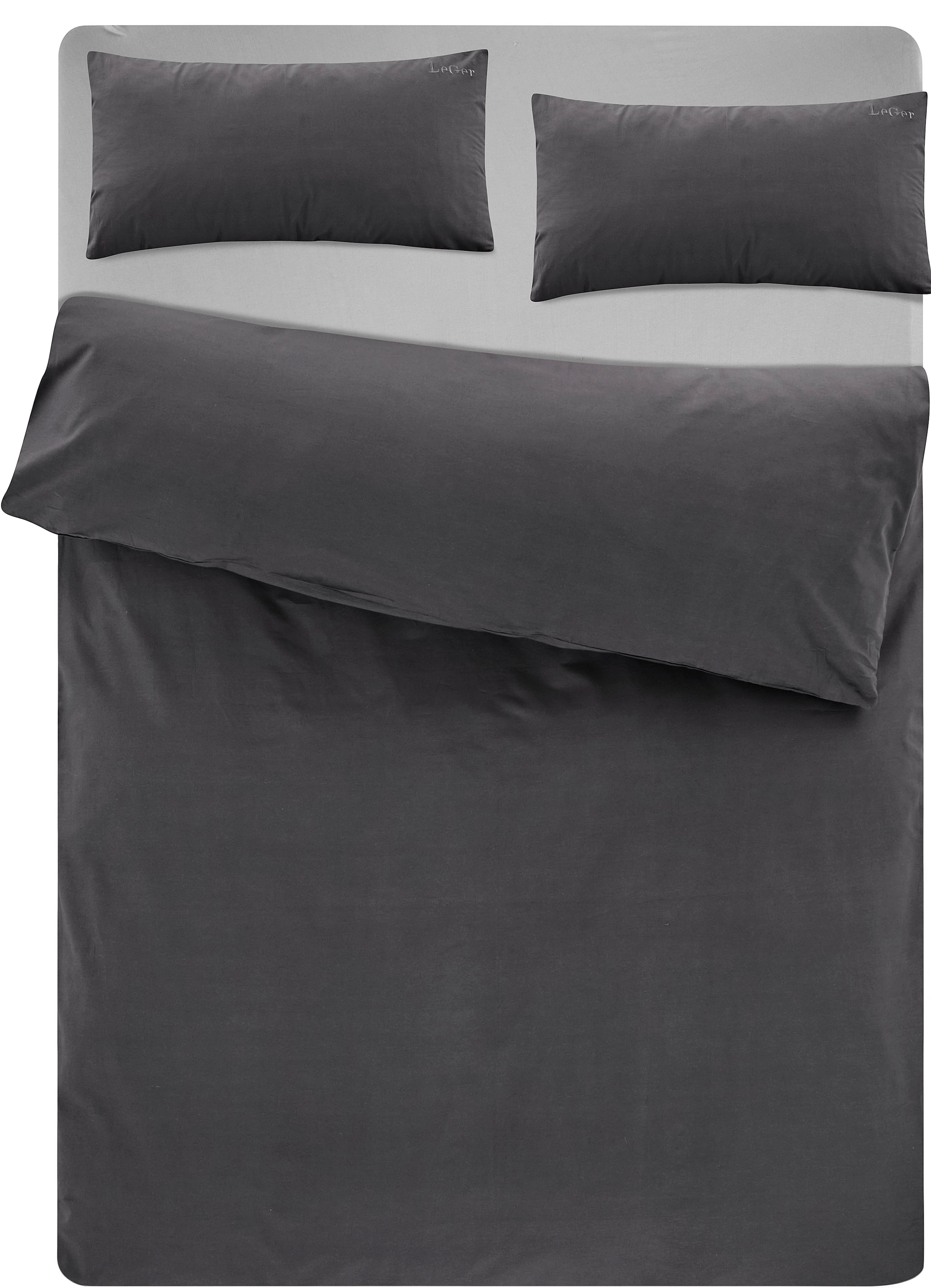 LeGer Home by Lena Gercke Linge de lit »Anisa in Gr. 135x200, 155x220 cm oder 200x200« 2 cuis Bettwäsche aus Baumwolle, unifarbene Bettwäsche mit Reissverschluss