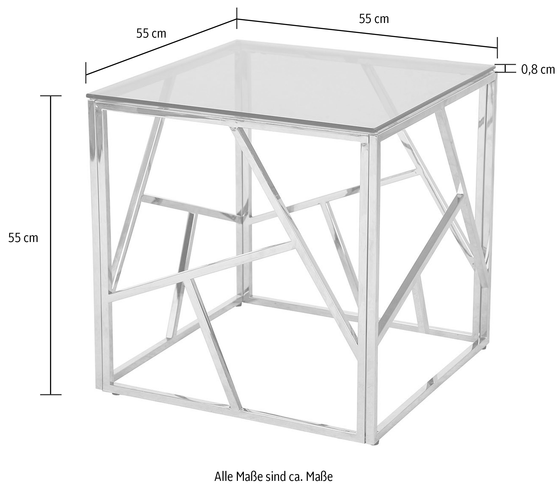 SalesFever Beistelltisch »Design-Beistelltisch fürs Wohnzimmer« Edelstahlgestell: Robust, rostfrei und stilvoll