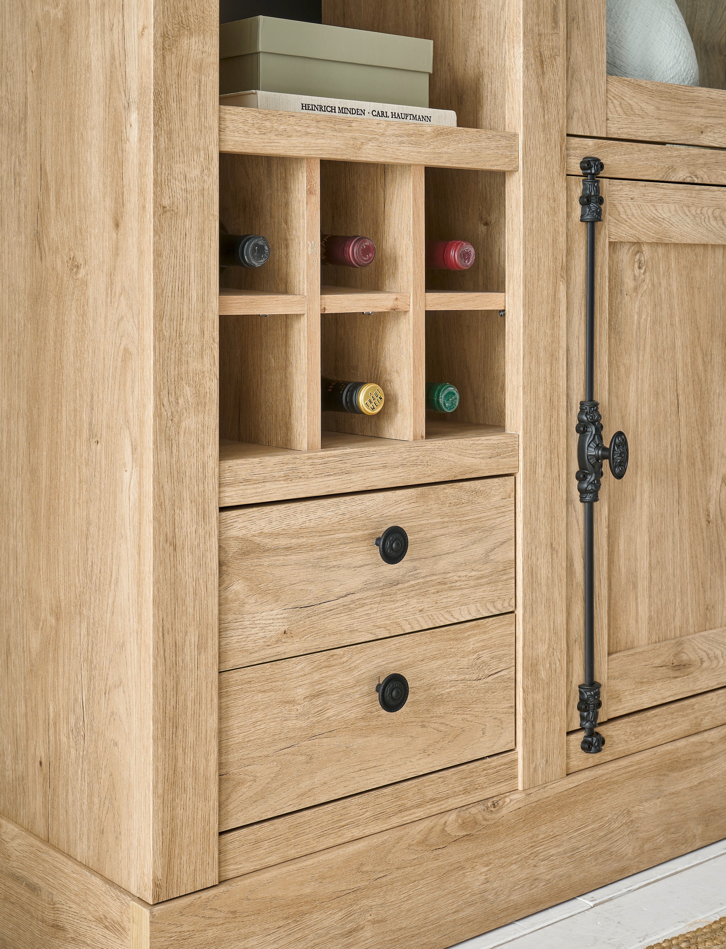 Home affaire Meuble mural »Cornwall, Anbauwand im Landhausstil, Wohnzimmer-Set, Eiche Dekor« Set, 4 cuis tlg.