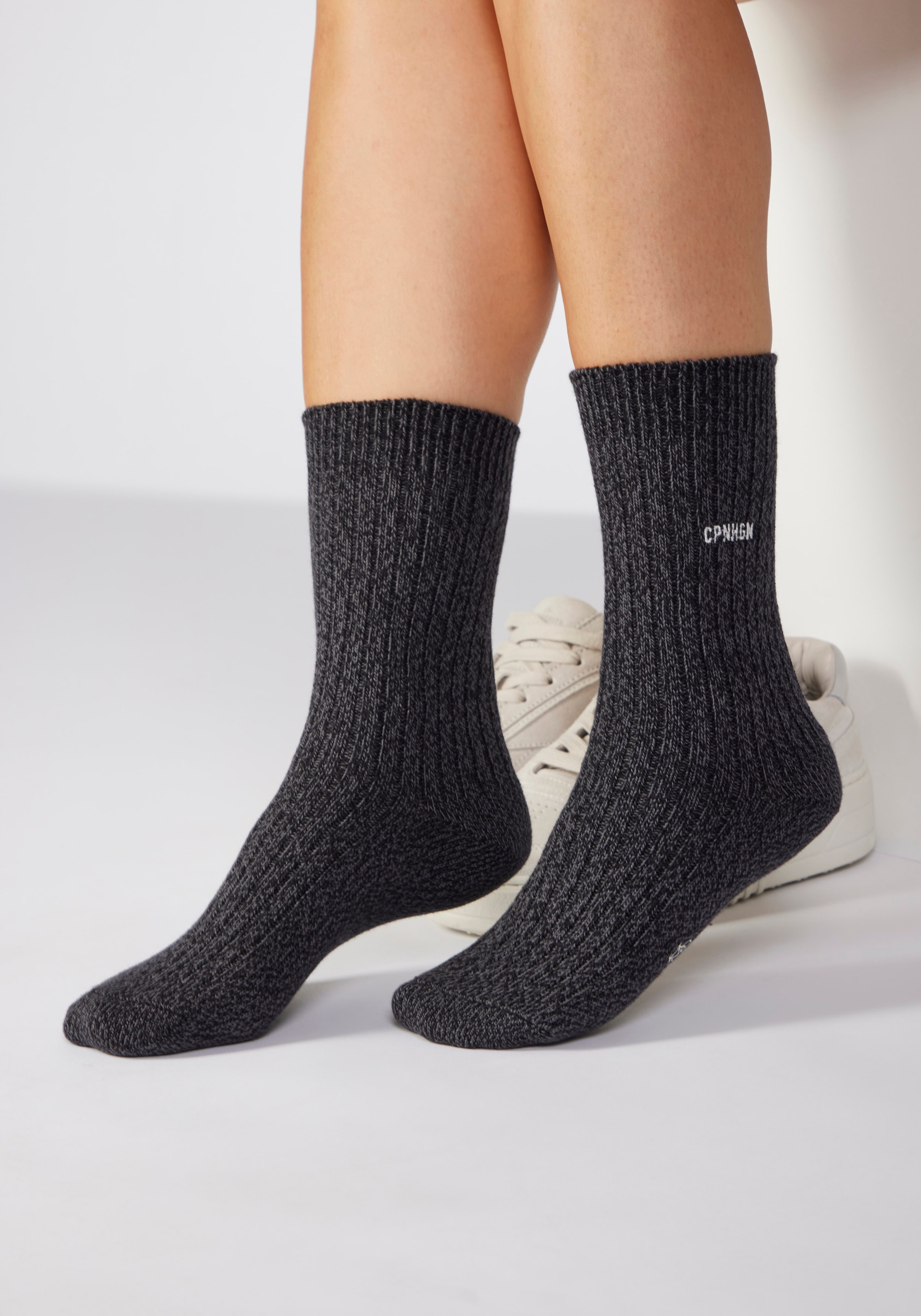 Copenhagen Studios Chaussettes basiques 1 Couple tlg. gerippt mit Logo Stickerei