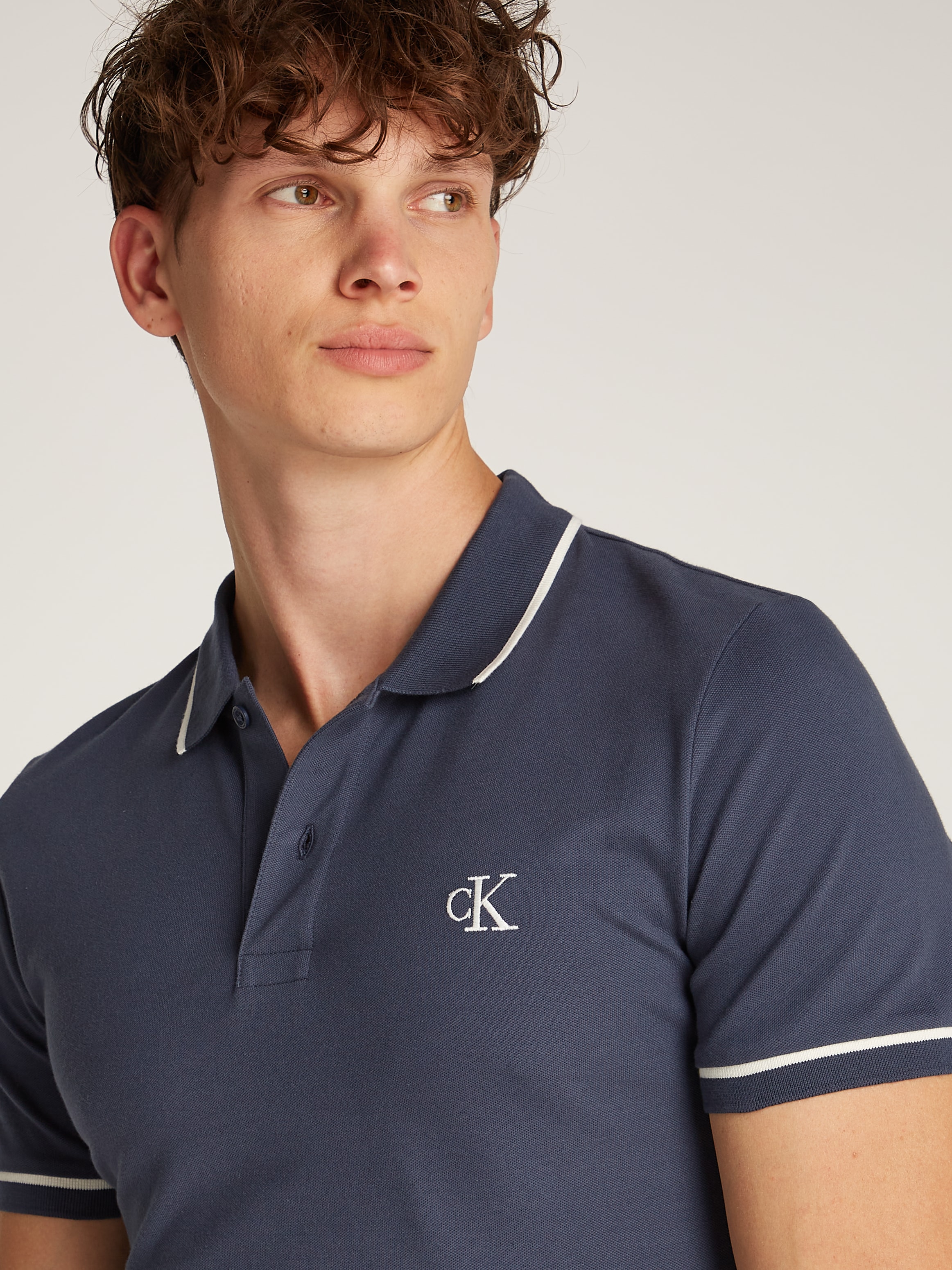 Calvin Klein Jeans Polo »TIPPING SLIM POLO« mit Logomarkenlabel