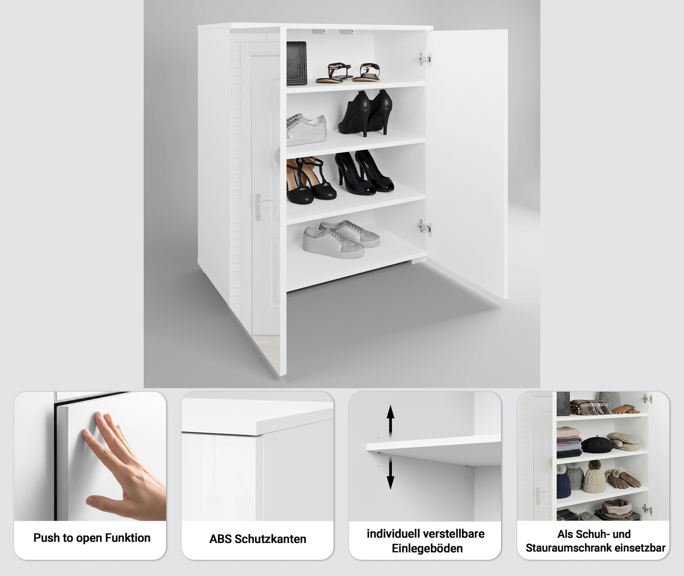 GOODproduct Schuhkommode »Paris« zwei Türen mit verstellbaren Einlegeböden, Breite 70cm