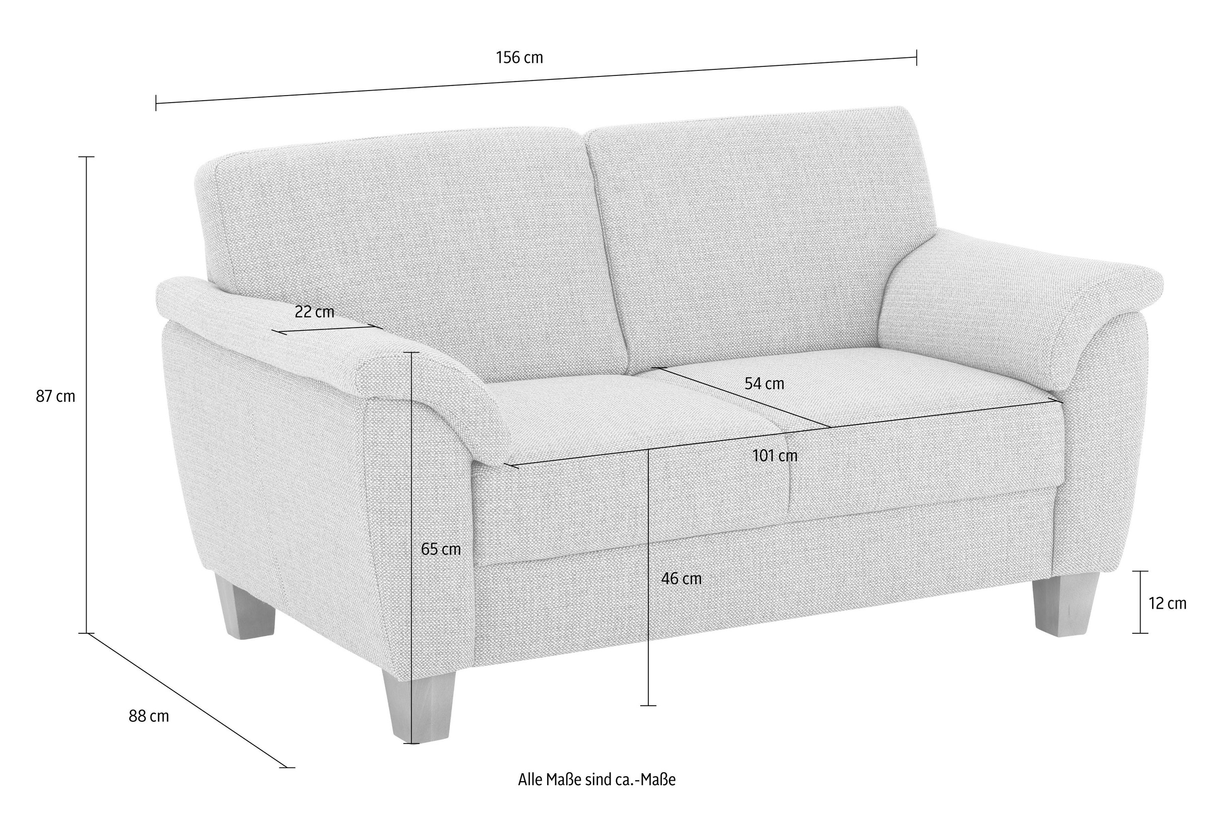 Home affaire 2-places »Texel« mit Federkern und Kontrastnaht, Füsse Buche eichefarben