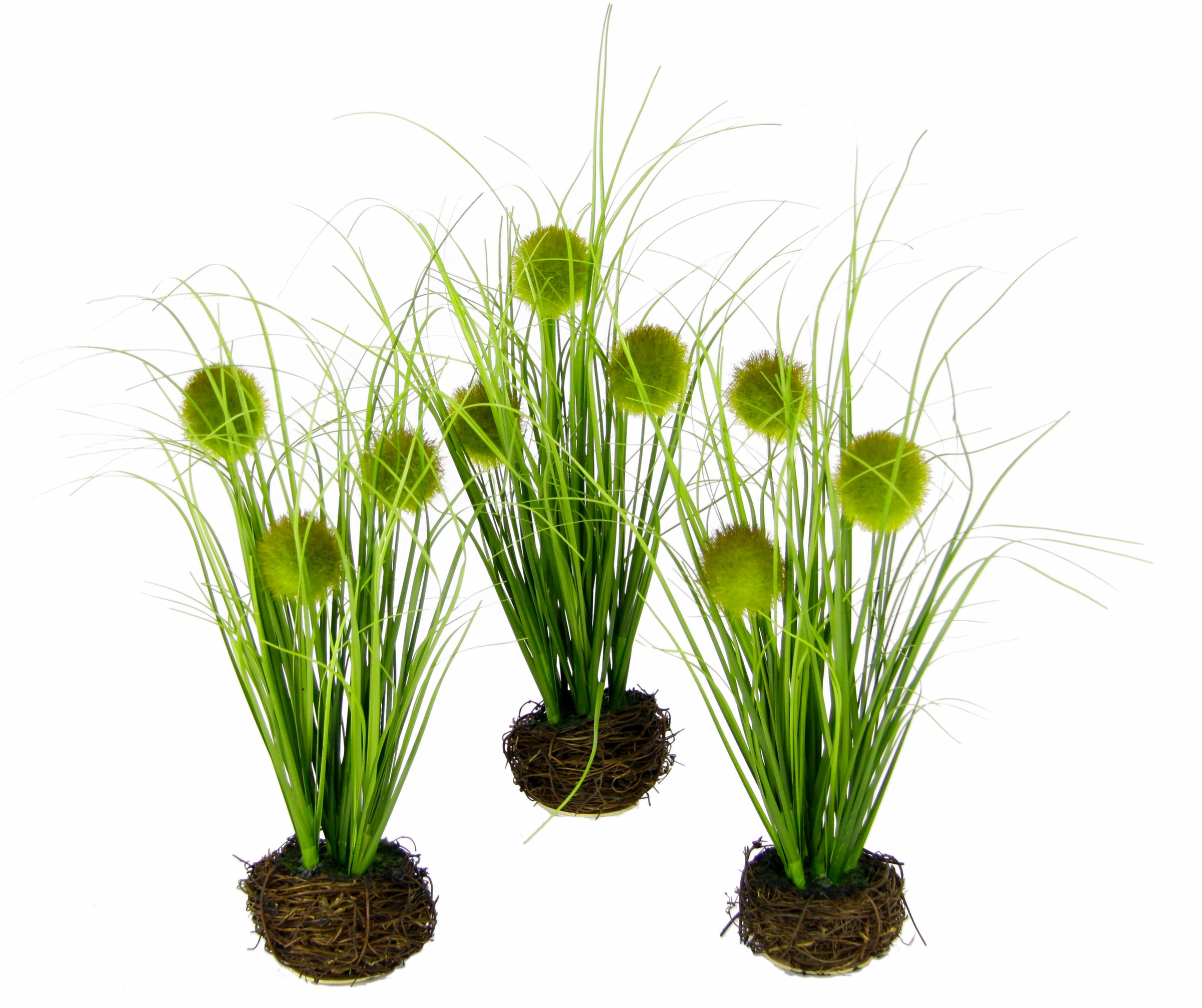 I.GE.A. Kunstgras »Künstliches Gras 'Knopfgras'« Im Reisig-Nest, 3er Set