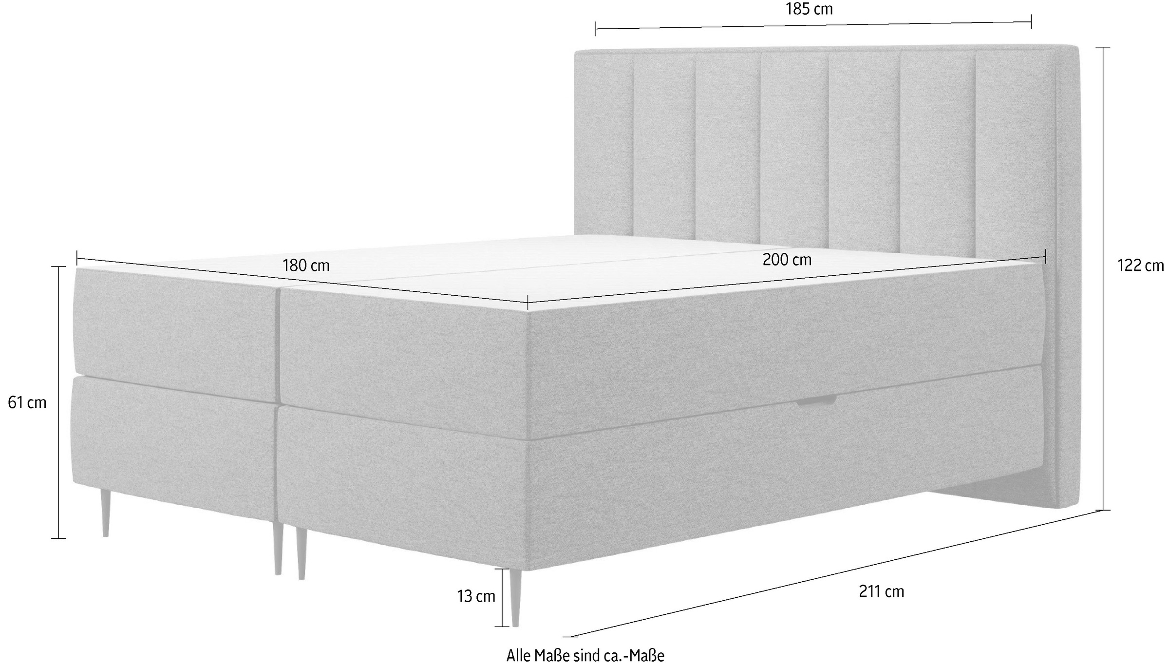 Home affaire Lit de boxe »Rita inkl. Bettkasten, erhältlich in den Breiten 160cm und 180cm« mit Taschen-Federkernmatratze, Komfortliegehöhe von 61cm