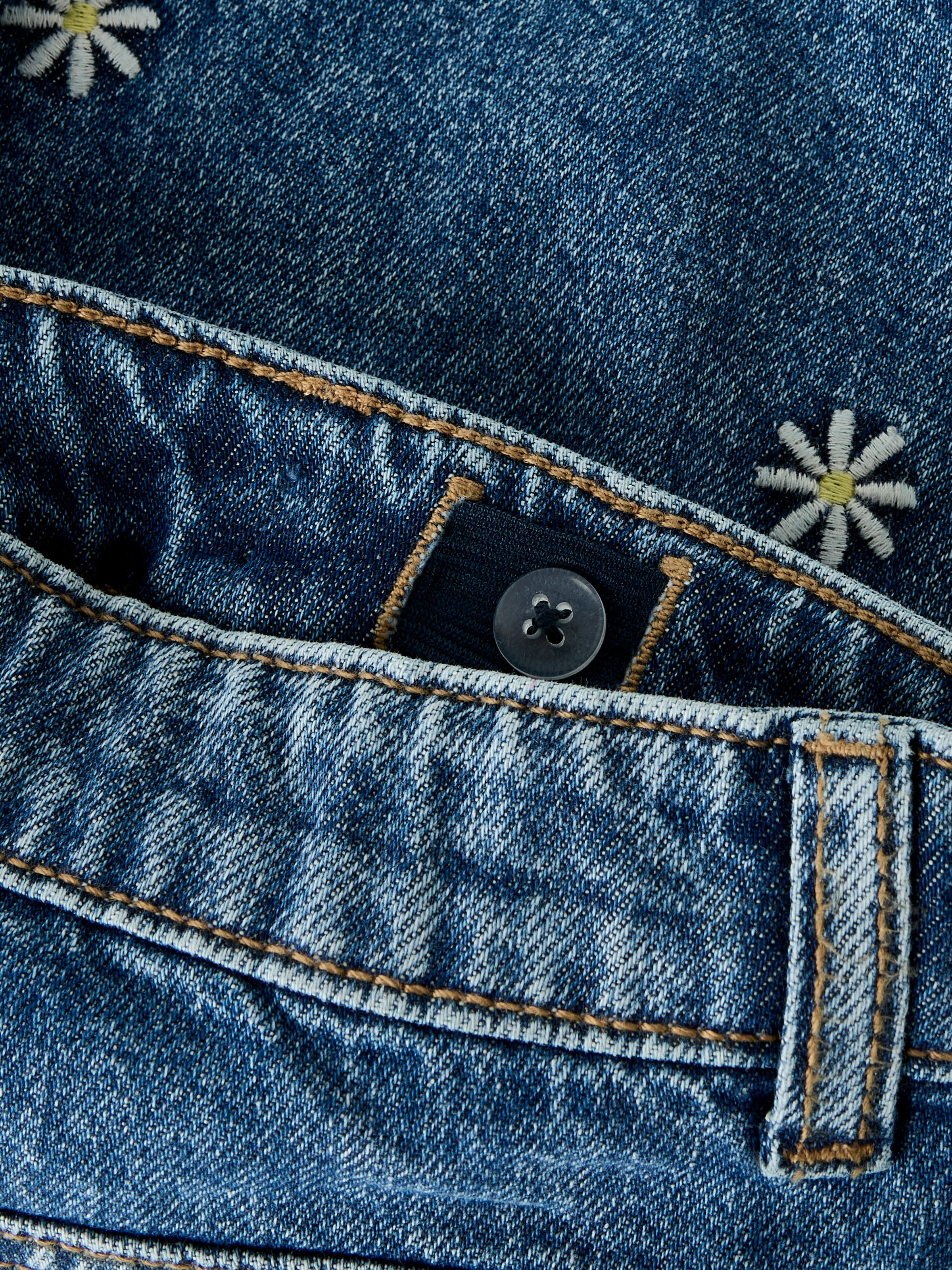 Name It Short en jean »NKFBELLA REG DNM SHORTS 3674-BE NOOS« Baumwolle, verstellbarer Bund, bestickte Details