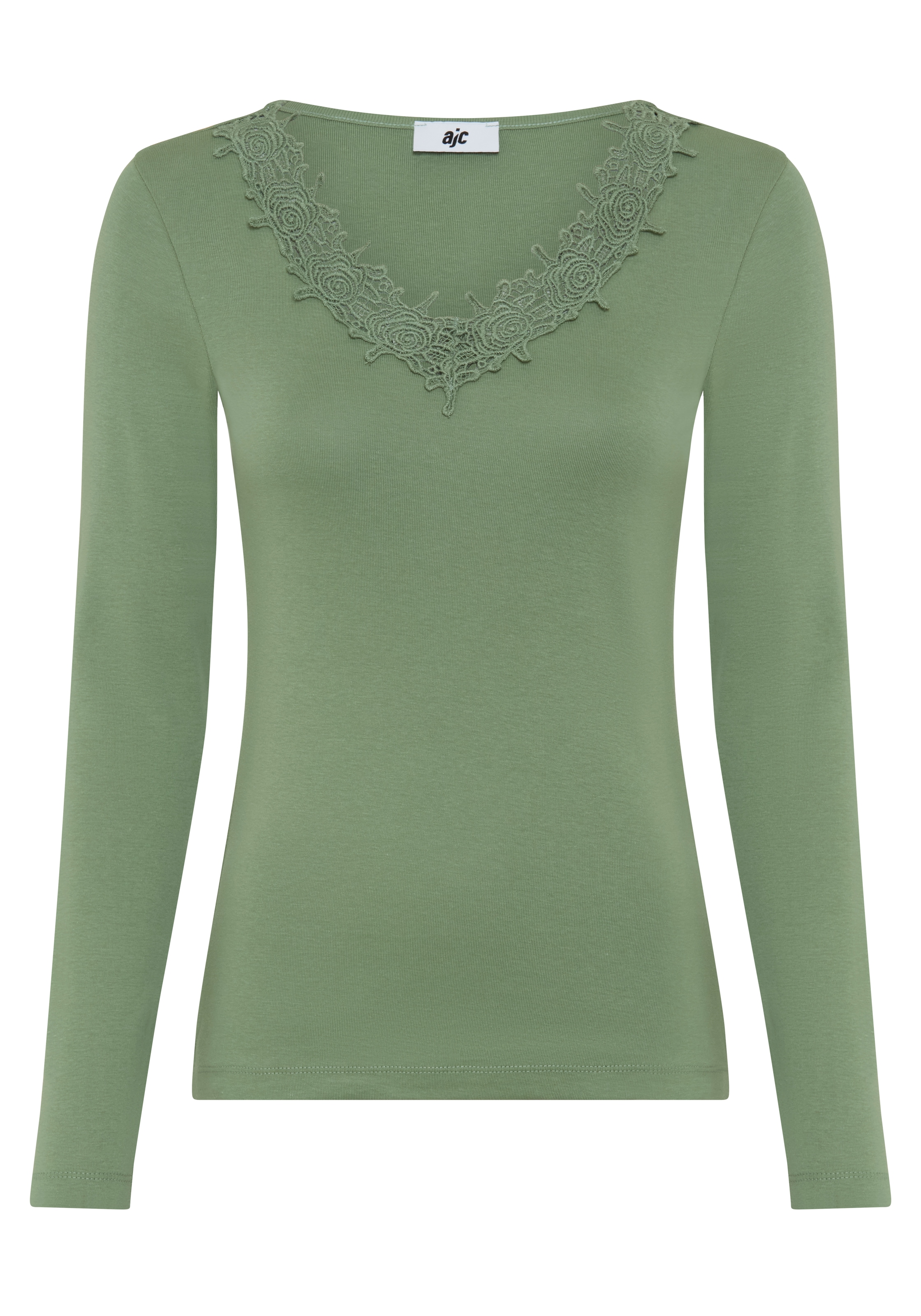 AJC T-shirt à manches longues en mélange de coton extensible, coupe très ajustée