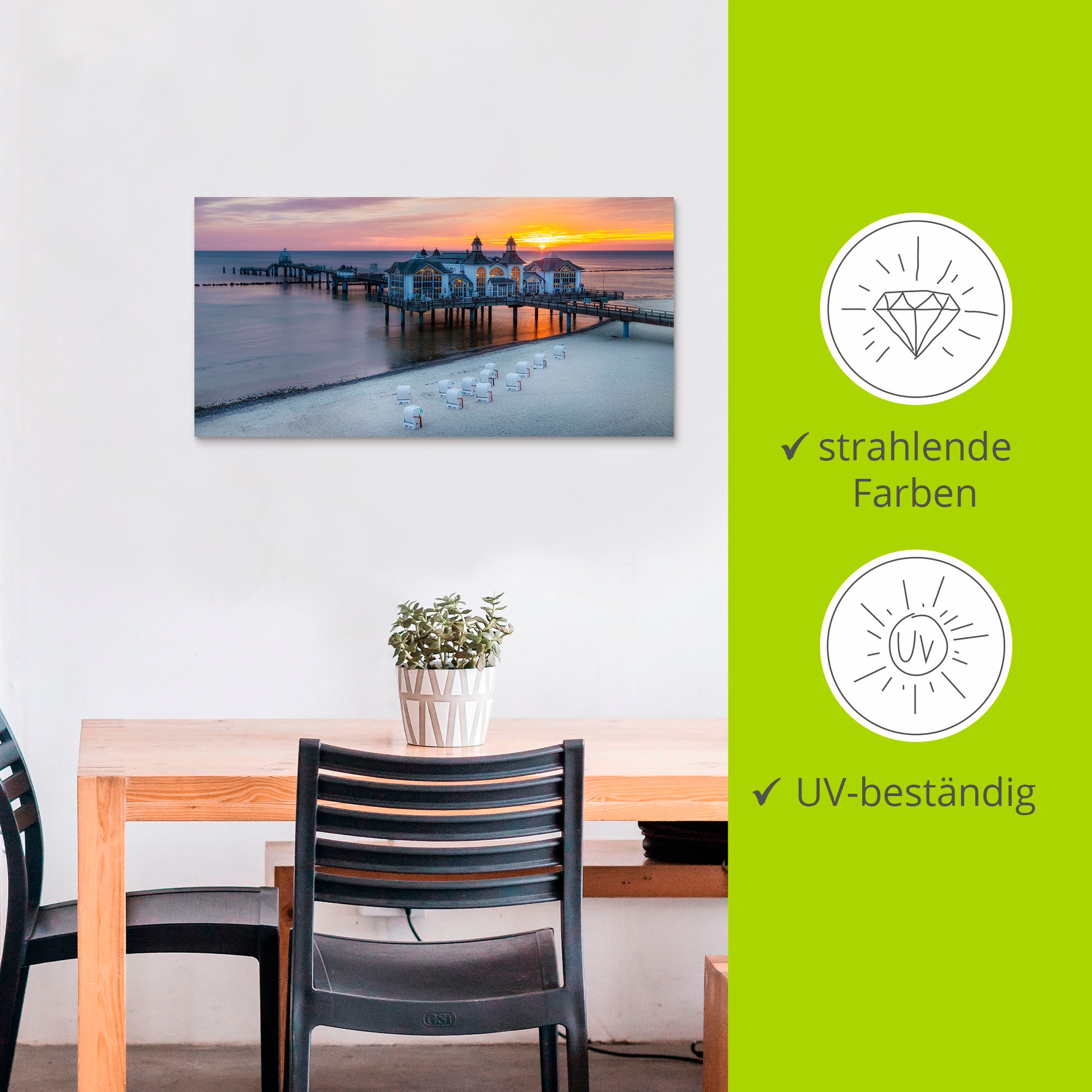 Artland Fresque murale »RÜGEN Seebrücke in Sellin Sonnenaufgang« 1 cuis tlg. als Alubild, Leinwandbild in verschied. Grössen