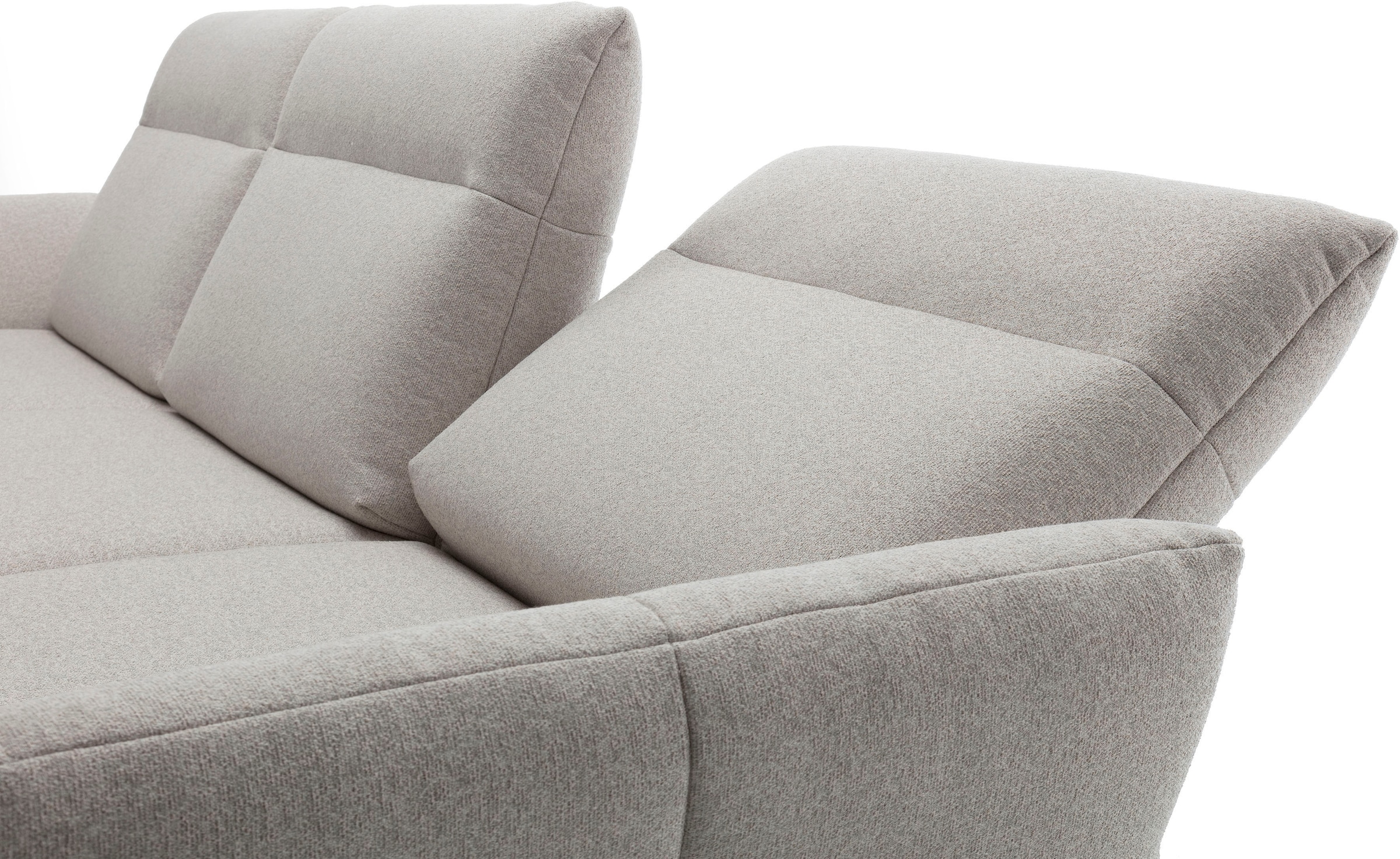 Creation BY ROLF BENZ Canapé d'angle »CR.460 Designsofa, verstellbare Rückenlehne, hochwertig & bequem« socle en noyer, pieds d'angle en gris ombre, largeur 298 cm