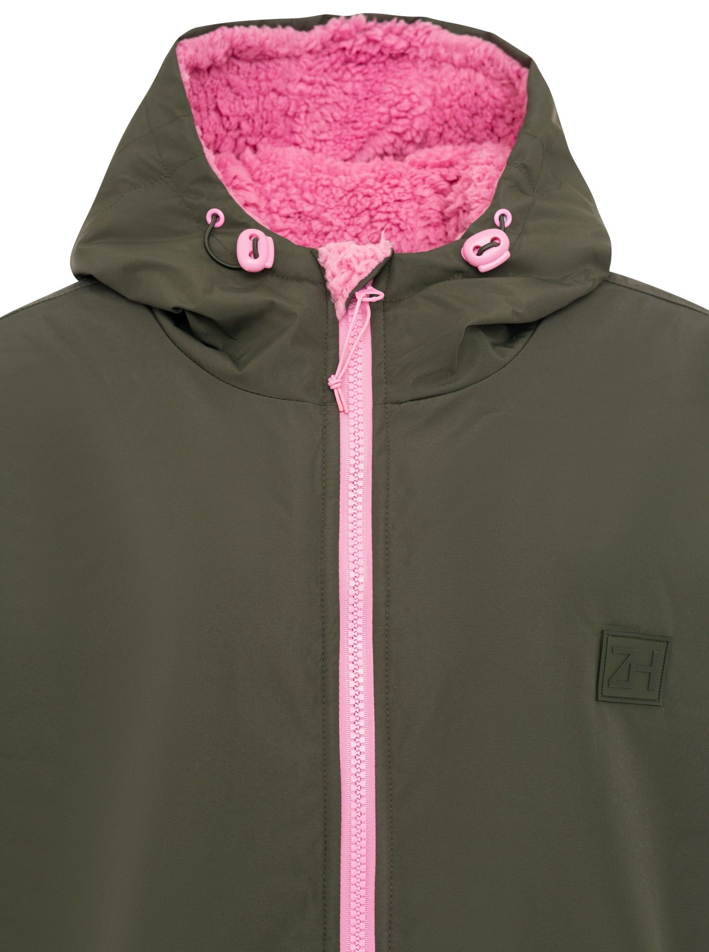 Zwillingsherz Kurzmantel »"Oversize Windjacke ZH"« seitliche Taschen, Kapuze, Reissverschluss, Teddy Futter