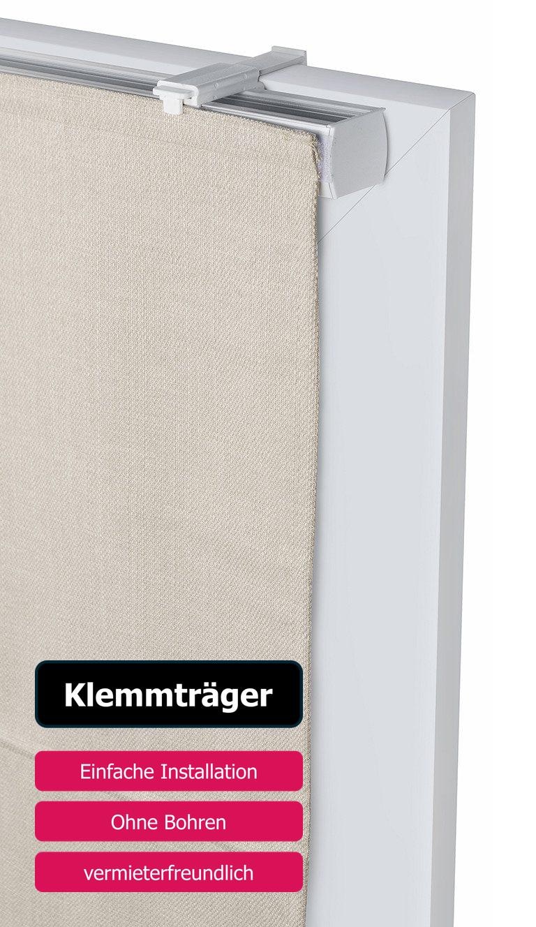 my home Rollo »RIOLA« verdunkelnd Blendschutz | Sichtschutz | Verdunkelung ohne Bohren freihängend Faltrollo in trendiger Leinenoptik, einfache Montage