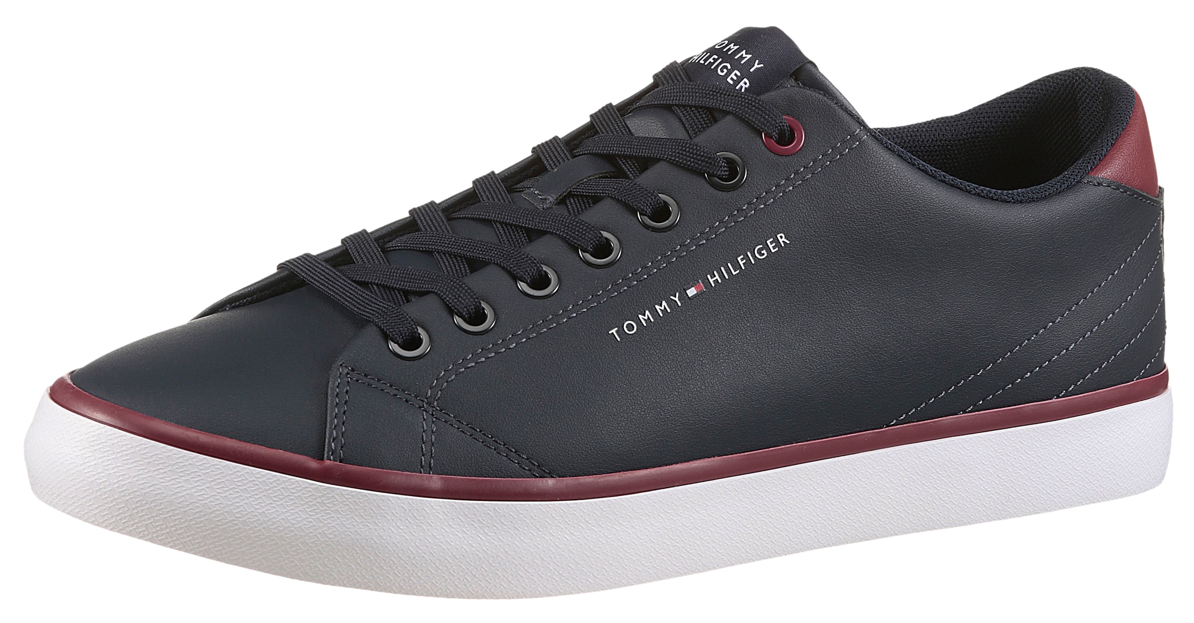 Tommy Hilfiger Sneakers »TH HI VULC CORE LOW LEATHER«  , Freizeitschuh, Halbschuh, Schnürer mit gepolstertem Schaftrand