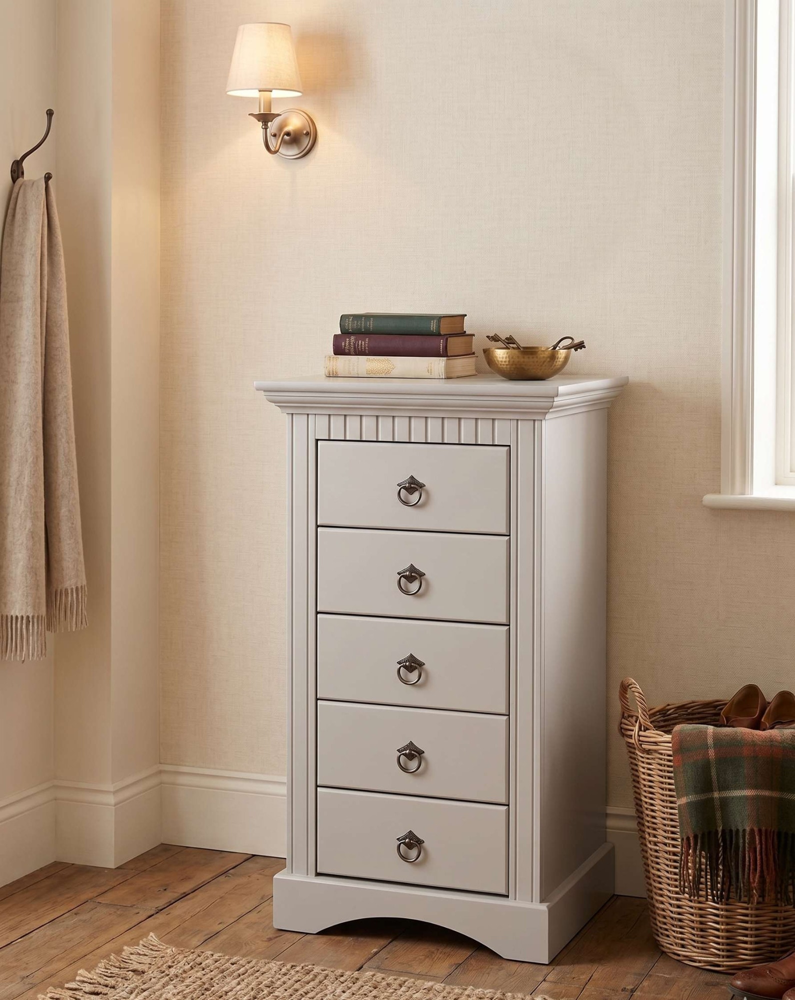 GOODproduct Commode »Rustic« largeur 48 cm, en pin massif, 5 tiroirs, certifié FSC®