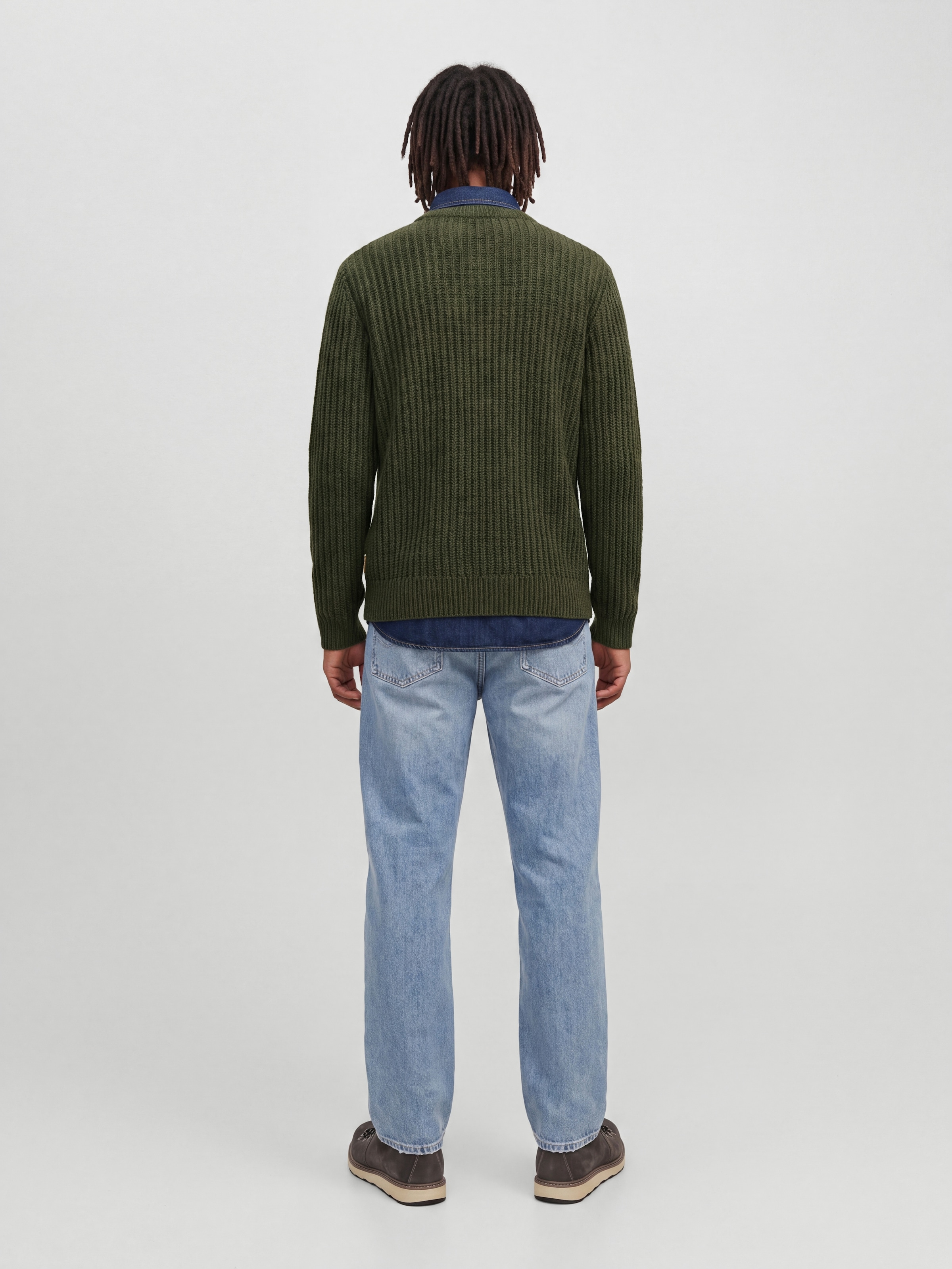 Jack & Jones Pull à col rond »JJJAXON KNIT CREW NECK« Materialmix, normal geschnitten